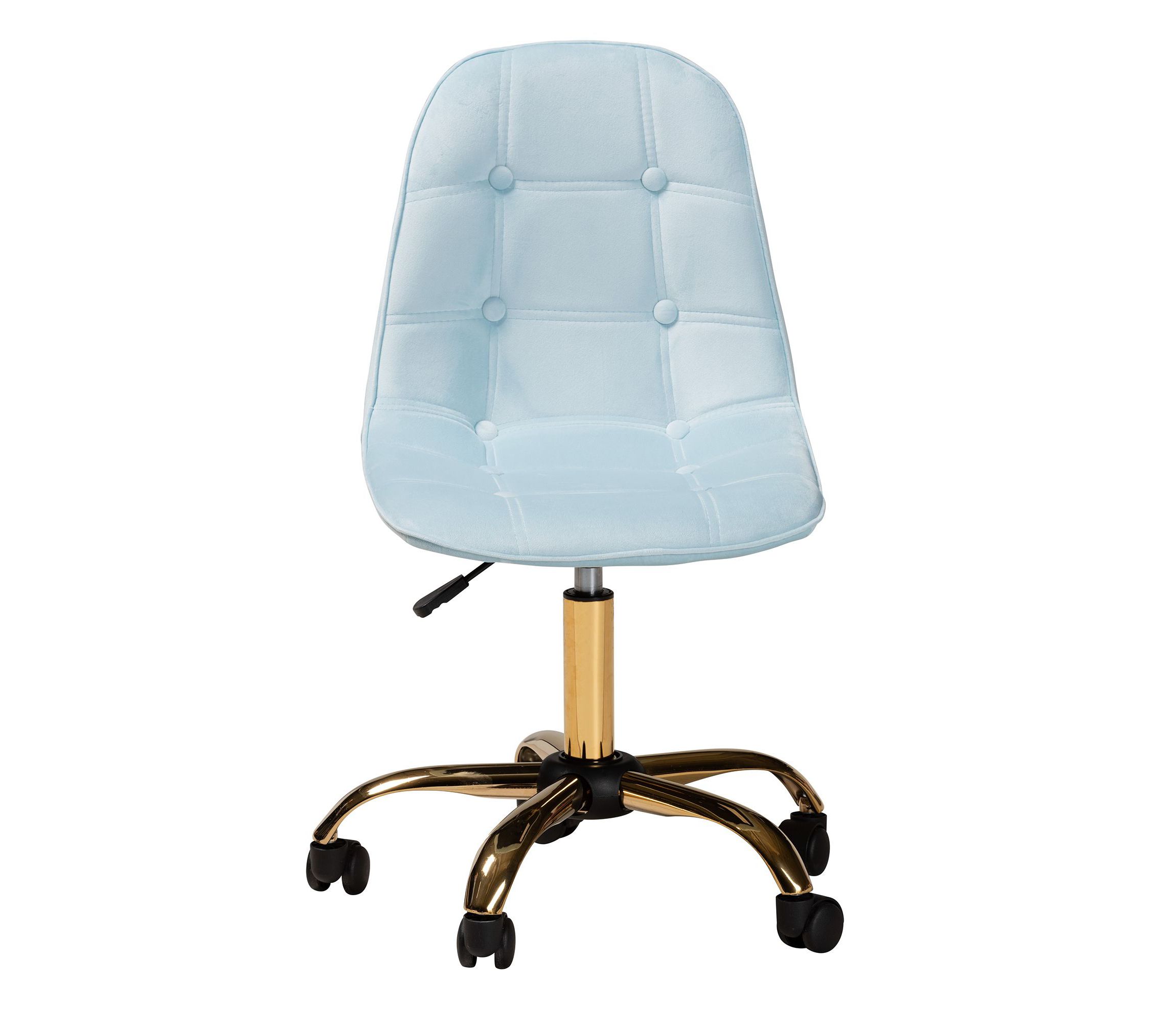 Kabira Contemporary Glam and Luxe Blush Pink Velvet Fabric and Metal Swivel Office chair