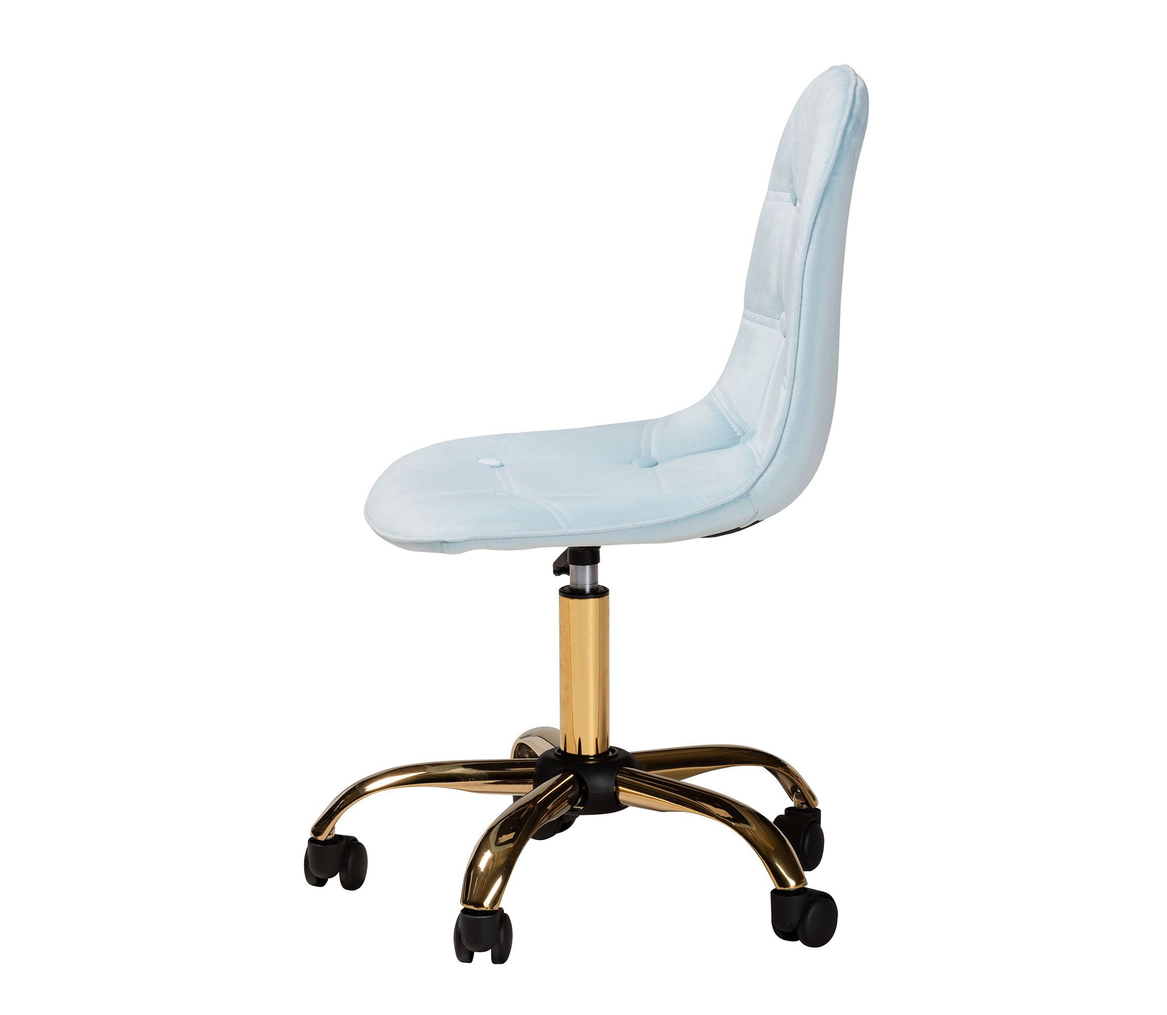 Kabira Contemporary Glam and Luxe Blush Pink Velvet Fabric and Metal Swivel Office chair