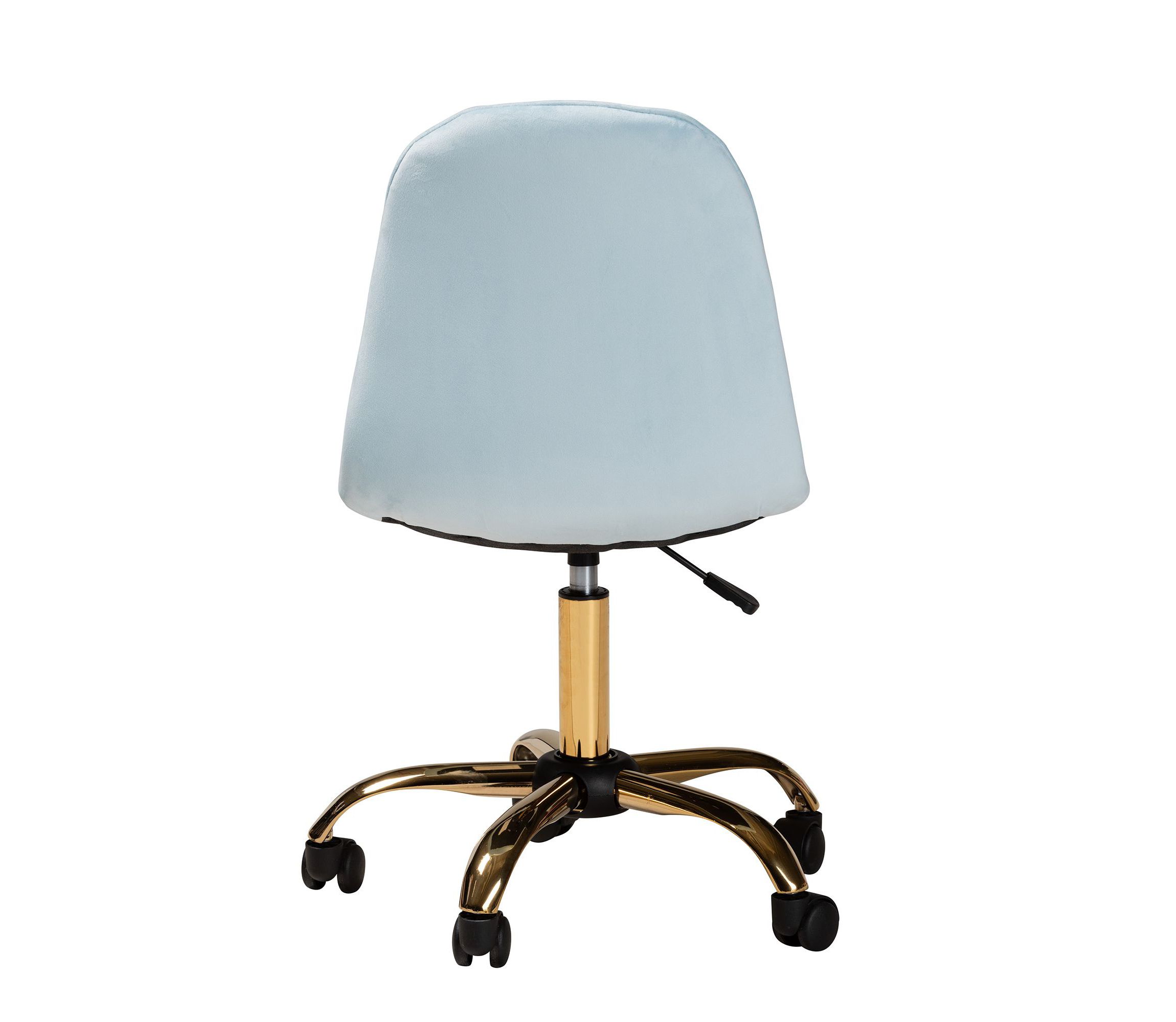 Kabira Contemporary Glam and Luxe Blush Pink Velvet Fabric and Metal Swivel Office chair