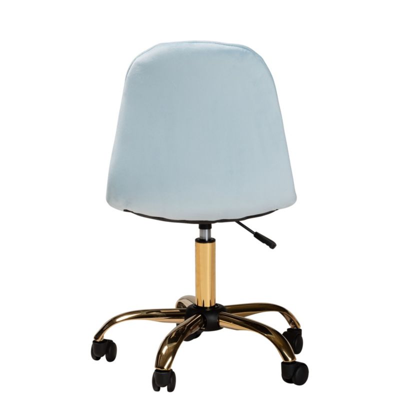 Kabira Contemporary Glam and Luxe Blush Pink Velvet Fabric and Metal Swivel Office chair