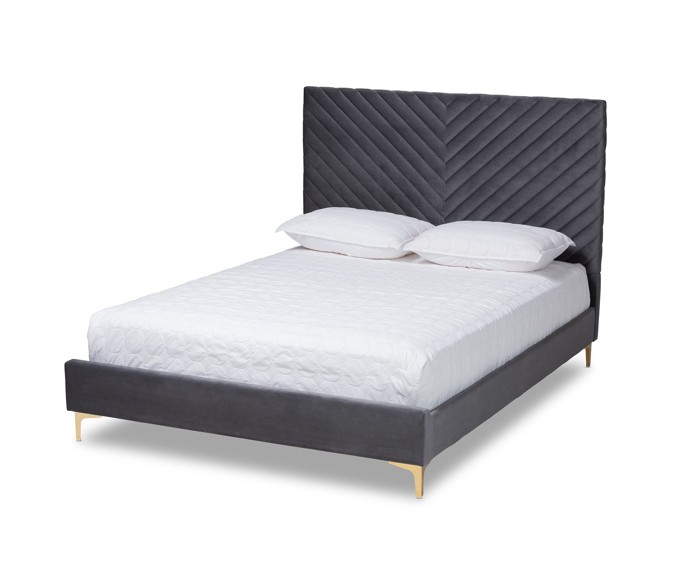 Fabrico Contemporary Glam and Luxe Velvet Upholstered and Metal Platform Bed