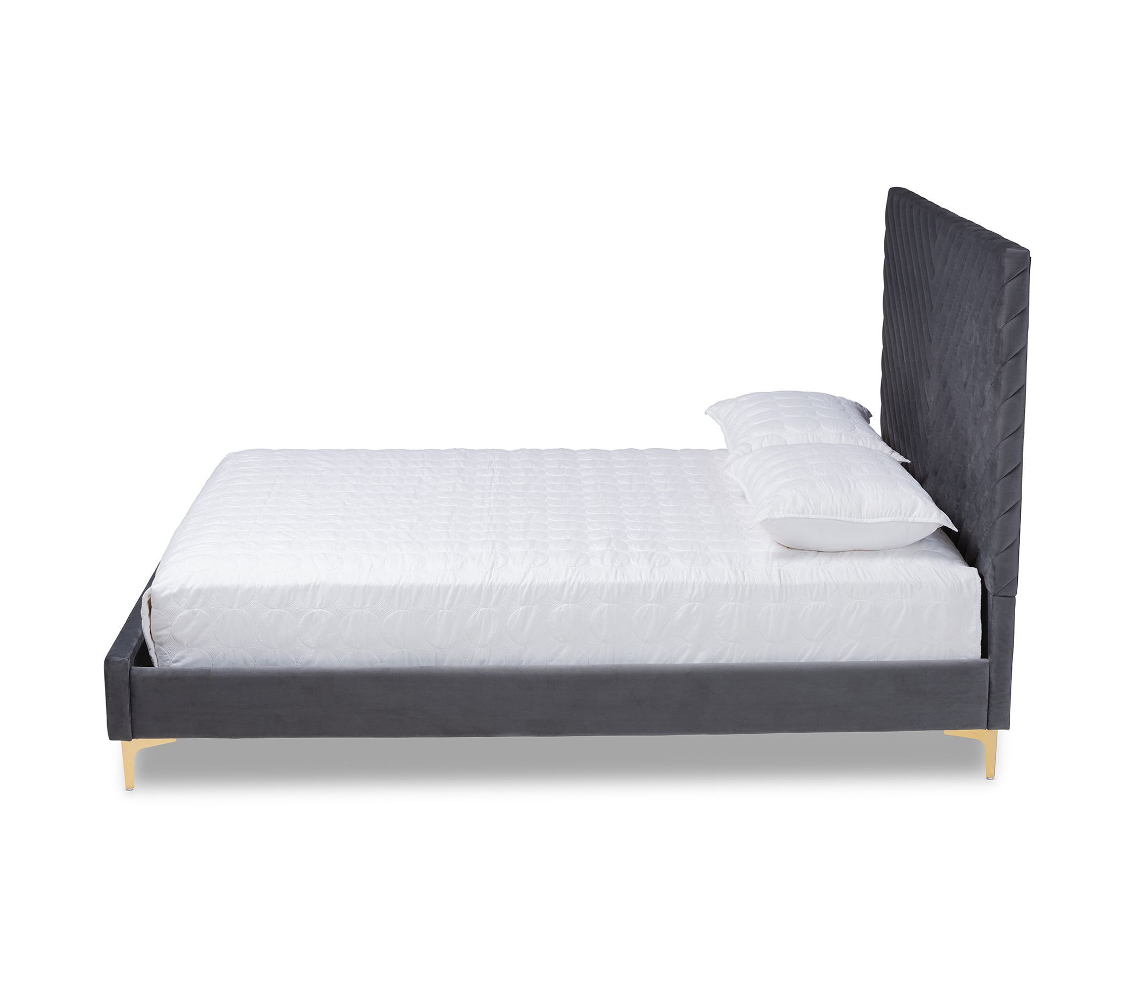 Fabrico Contemporary Glam and Luxe Velvet Upholstered and Metal Platform Bed
