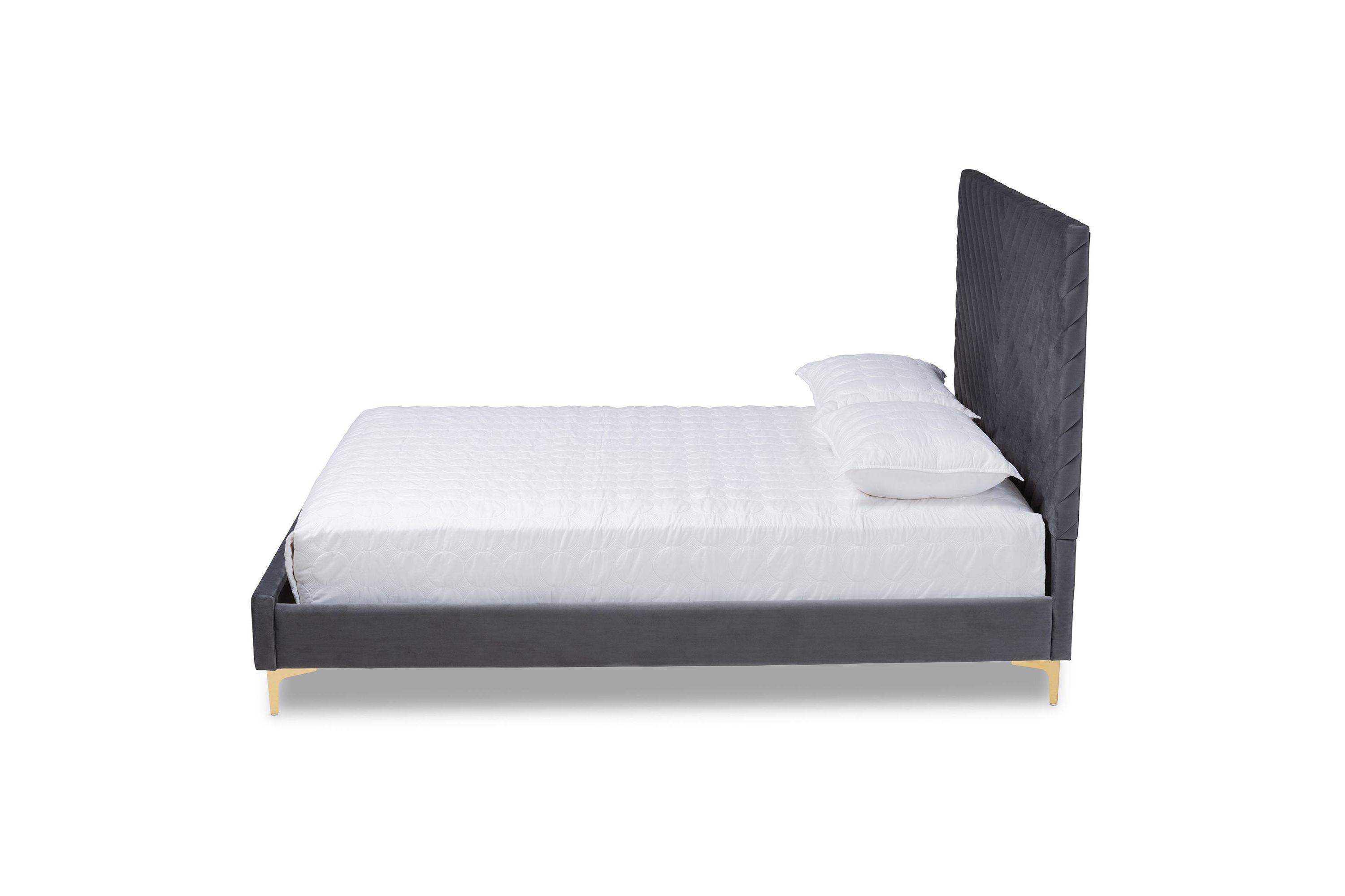 Fabrico Contemporary Glam and Luxe Velvet Upholstered and Metal Platform Bed
