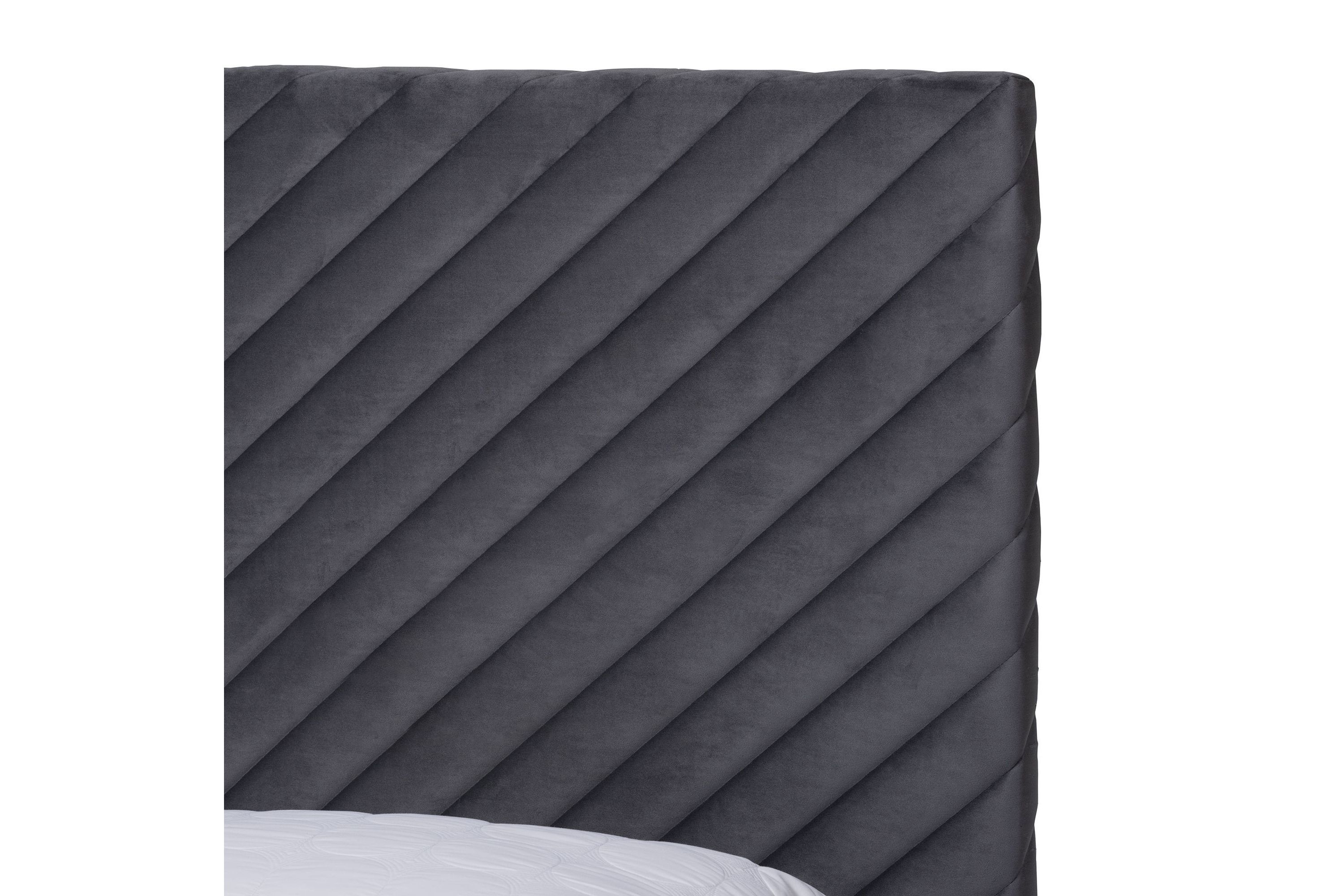 Fabrico Contemporary Glam and Luxe Velvet Upholstered and Metal Platform Bed