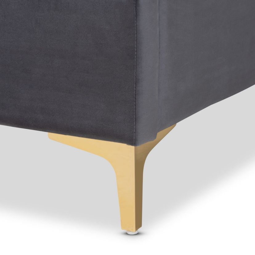 Fabrico Contemporary Glam and Luxe Velvet Upholstered and Metal Platform Bed
