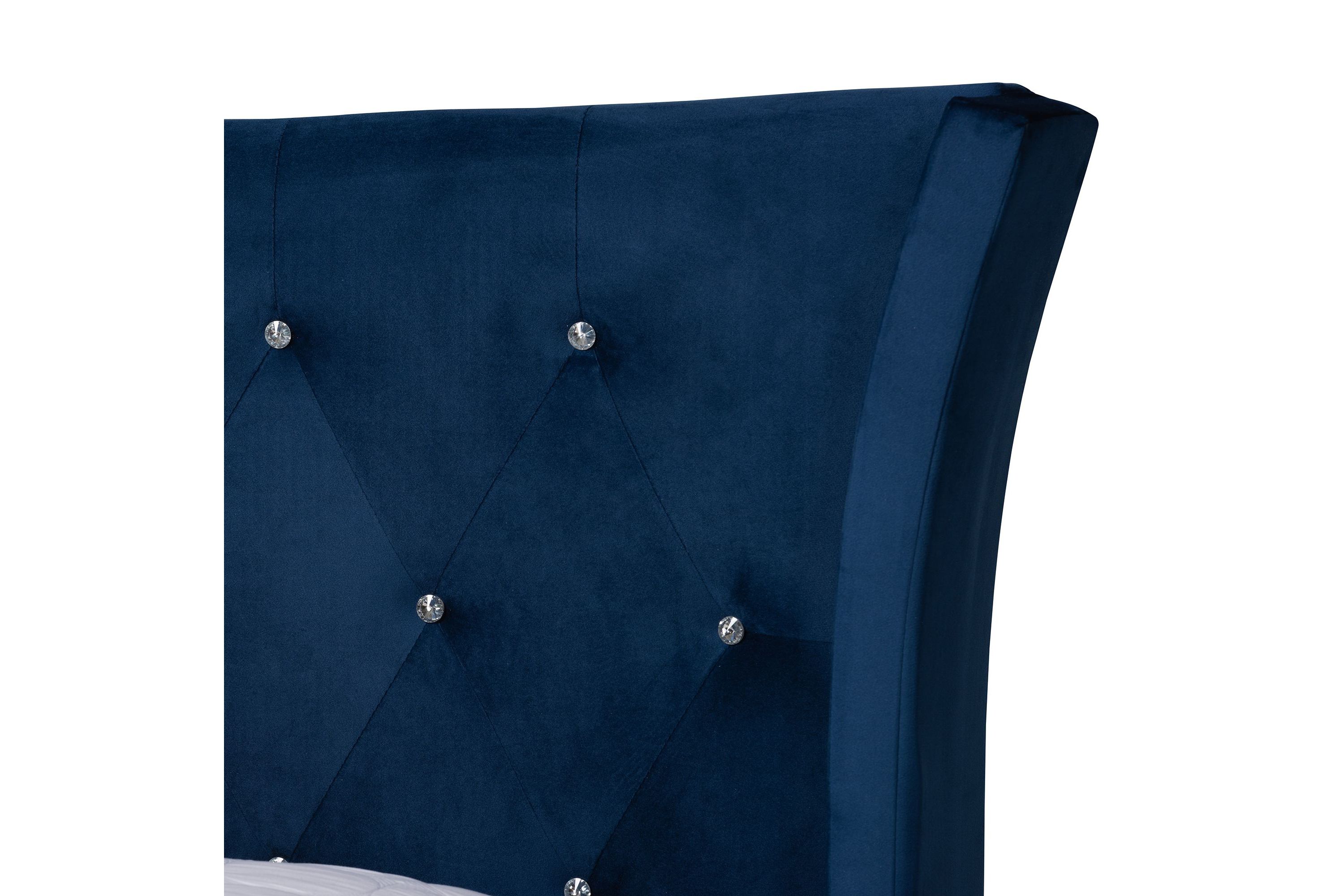 Easton Contemporary Glam and Luxe Velvet and Metal Panel Bed