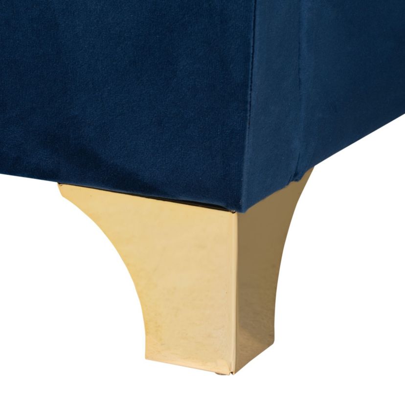 Easton Contemporary Glam and Luxe Velvet and Metal Panel Bed