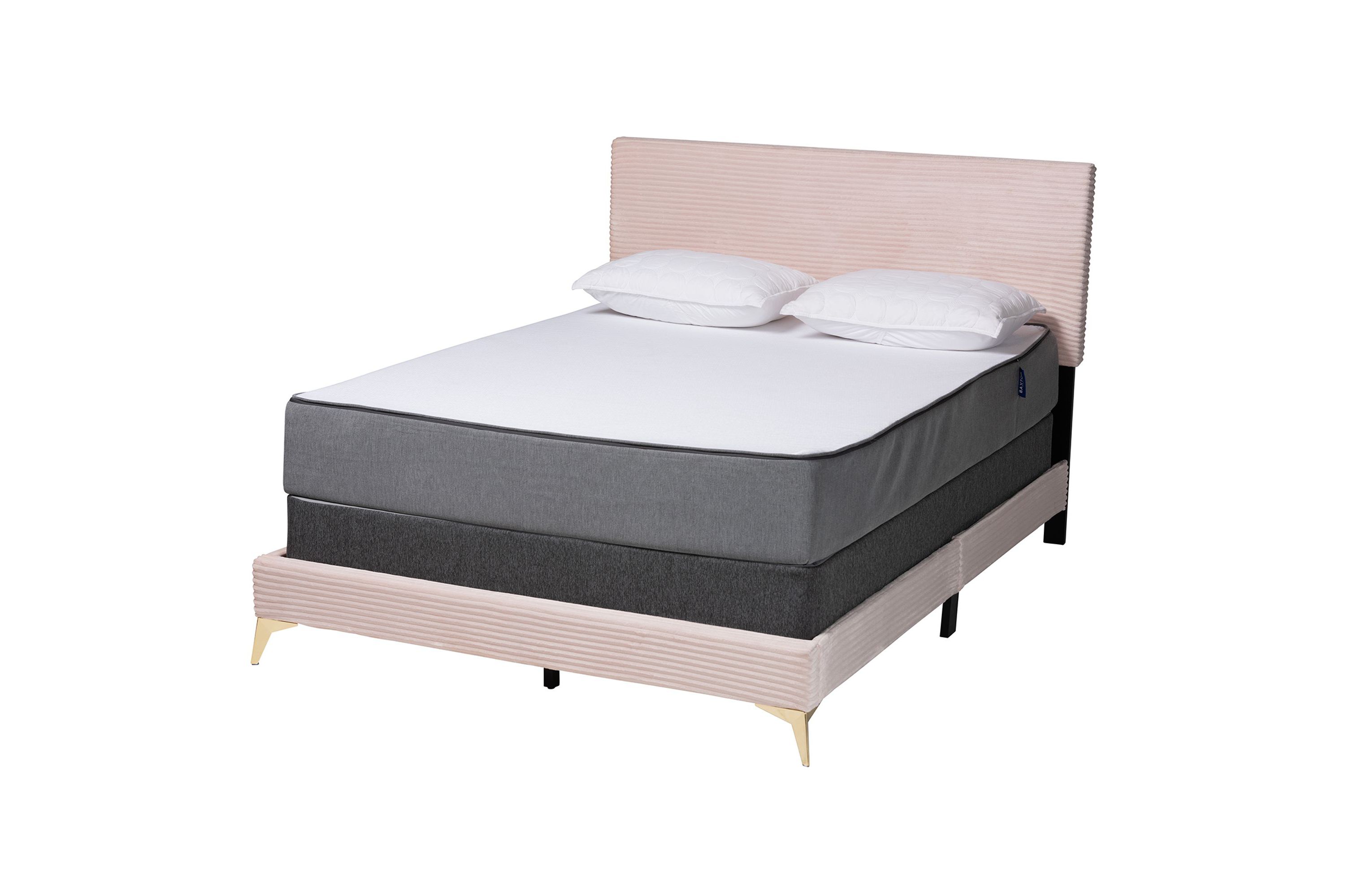 Abberton Modern and Contemporary Velvet and Metal Panel Bed