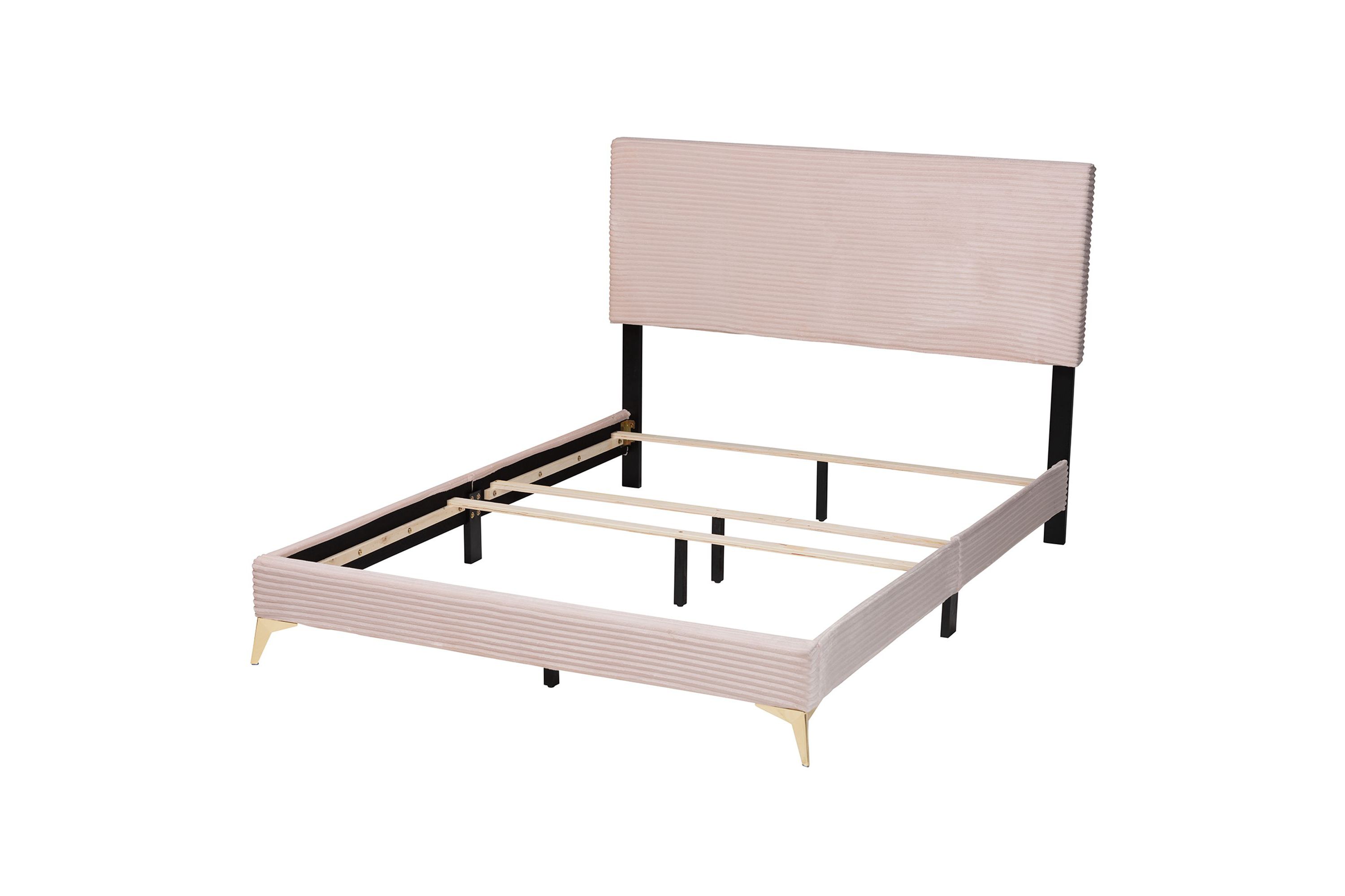 Abberton Modern and Contemporary Velvet and Metal Panel Bed