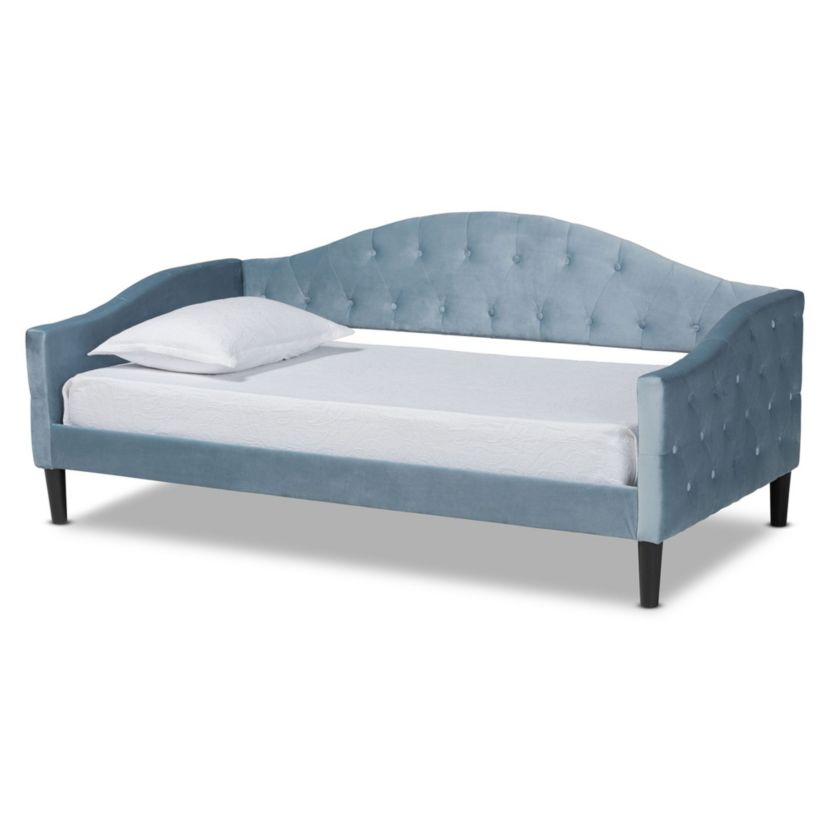 Benjamin Modern and Contemporary Velvet Upholstered and Wood Daybed