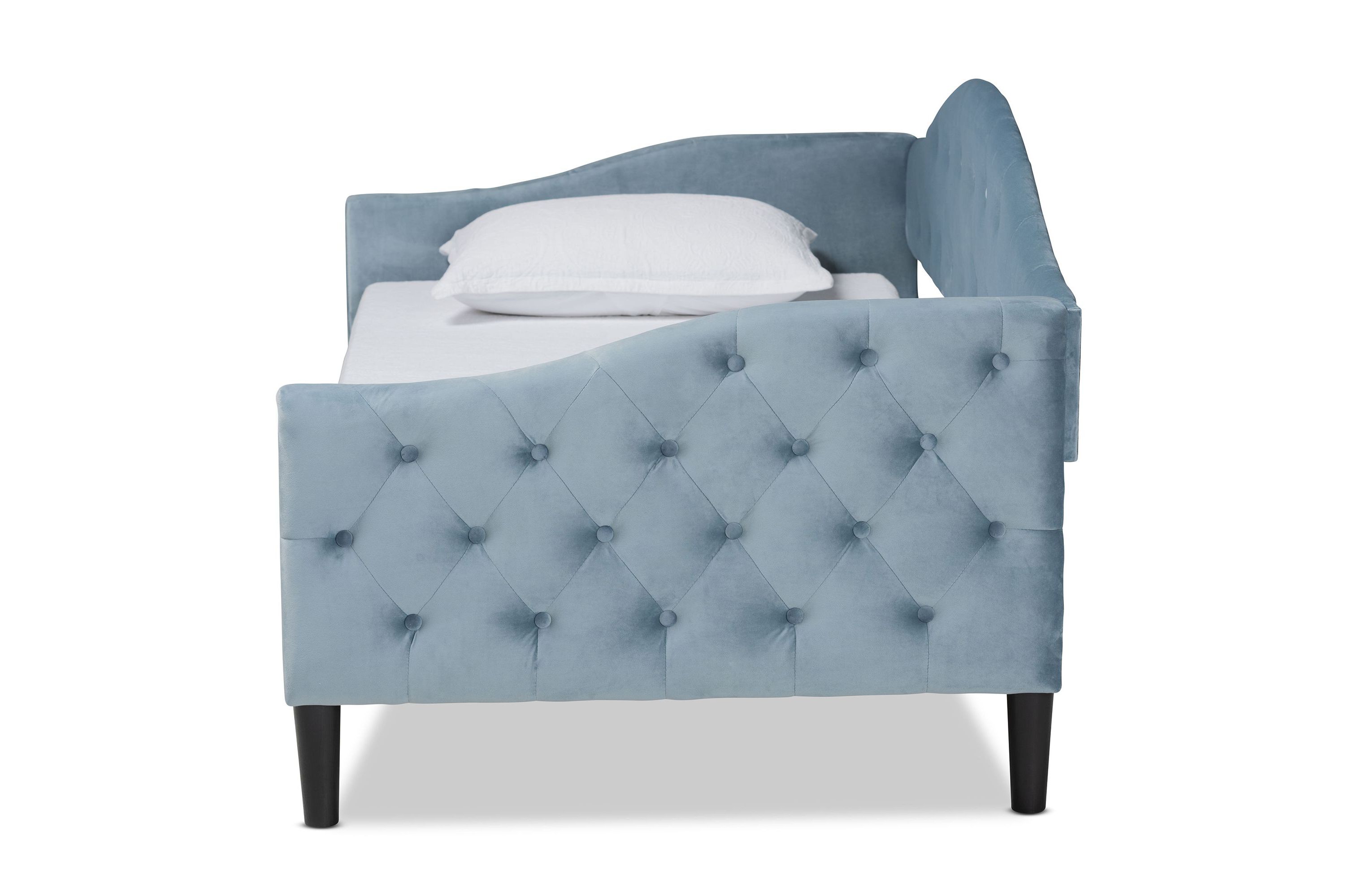 Benjamin Modern and Contemporary Velvet Upholstered and Wood Daybed