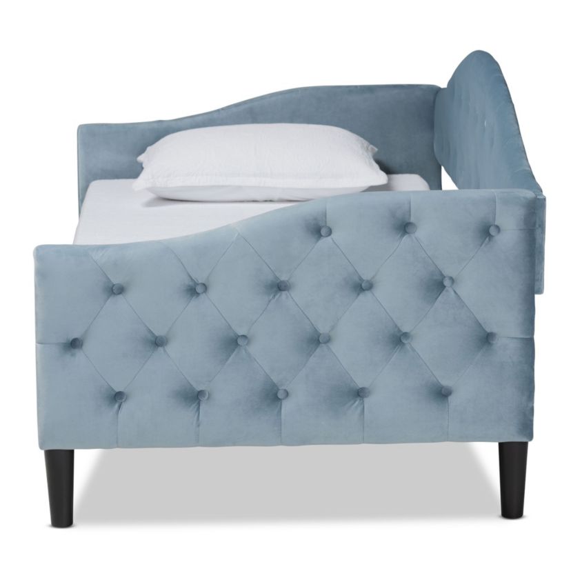 Benjamin Modern and Contemporary Velvet Upholstered and Wood Daybed