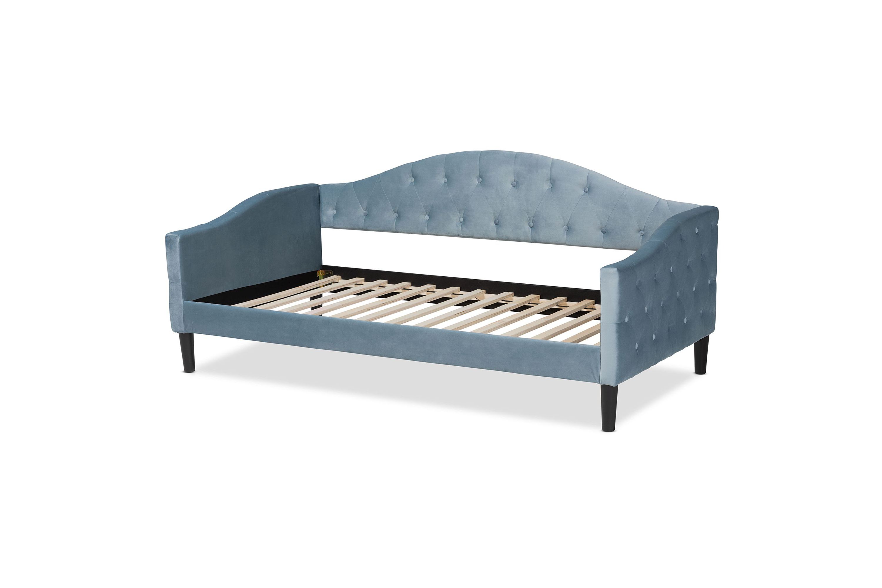 Benjamin Modern and Contemporary Velvet Upholstered and Wood Daybed