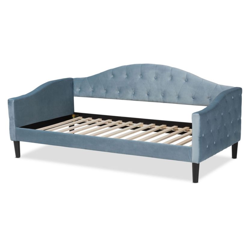 Benjamin Modern and Contemporary Velvet Upholstered and Wood Daybed