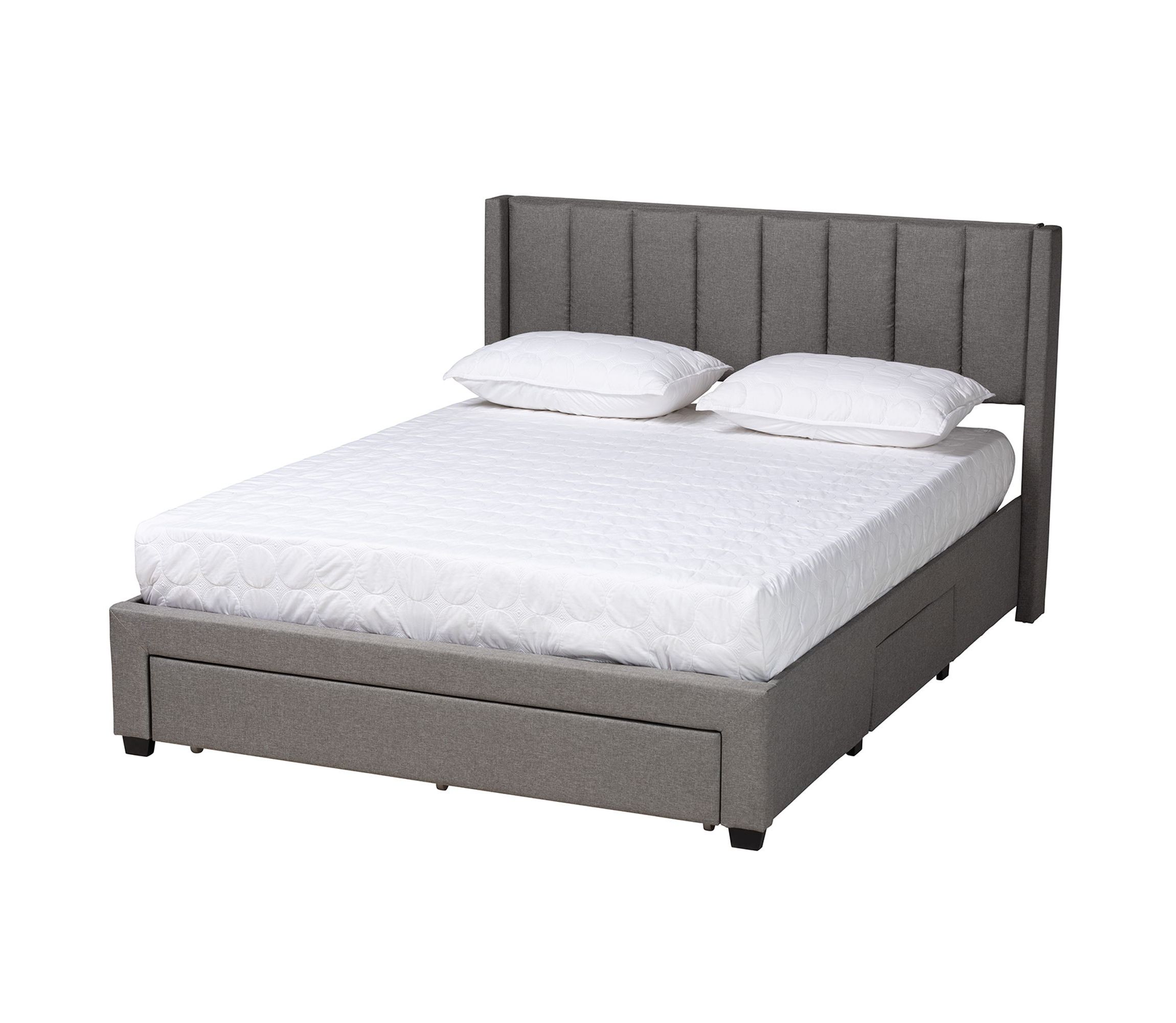 Coronado Mid-Century Modern Transitional Fabric 3-Drawer Storage Platform Bed