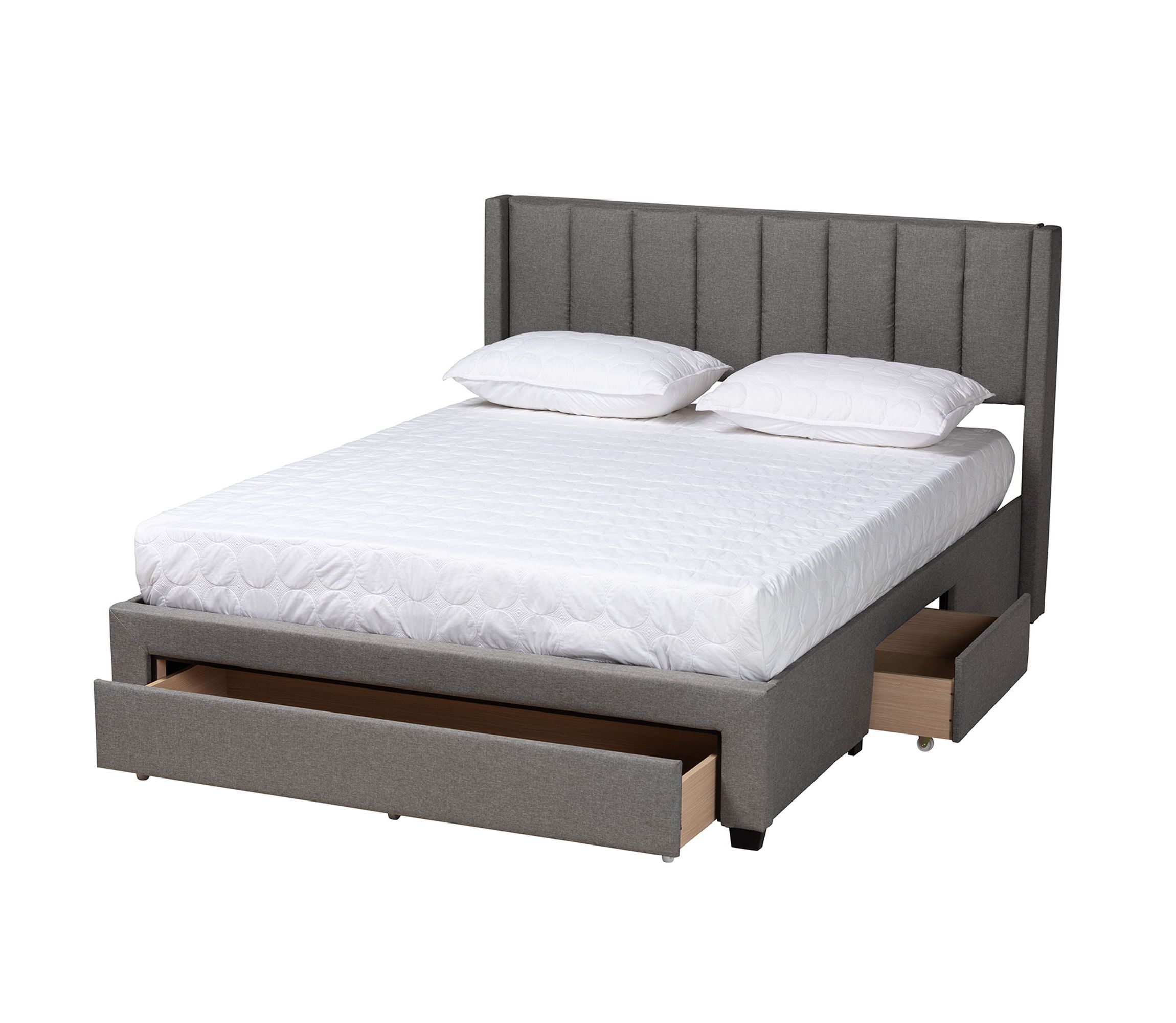Coronado Mid-Century Modern Transitional Fabric 3-Drawer Storage Platform Bed