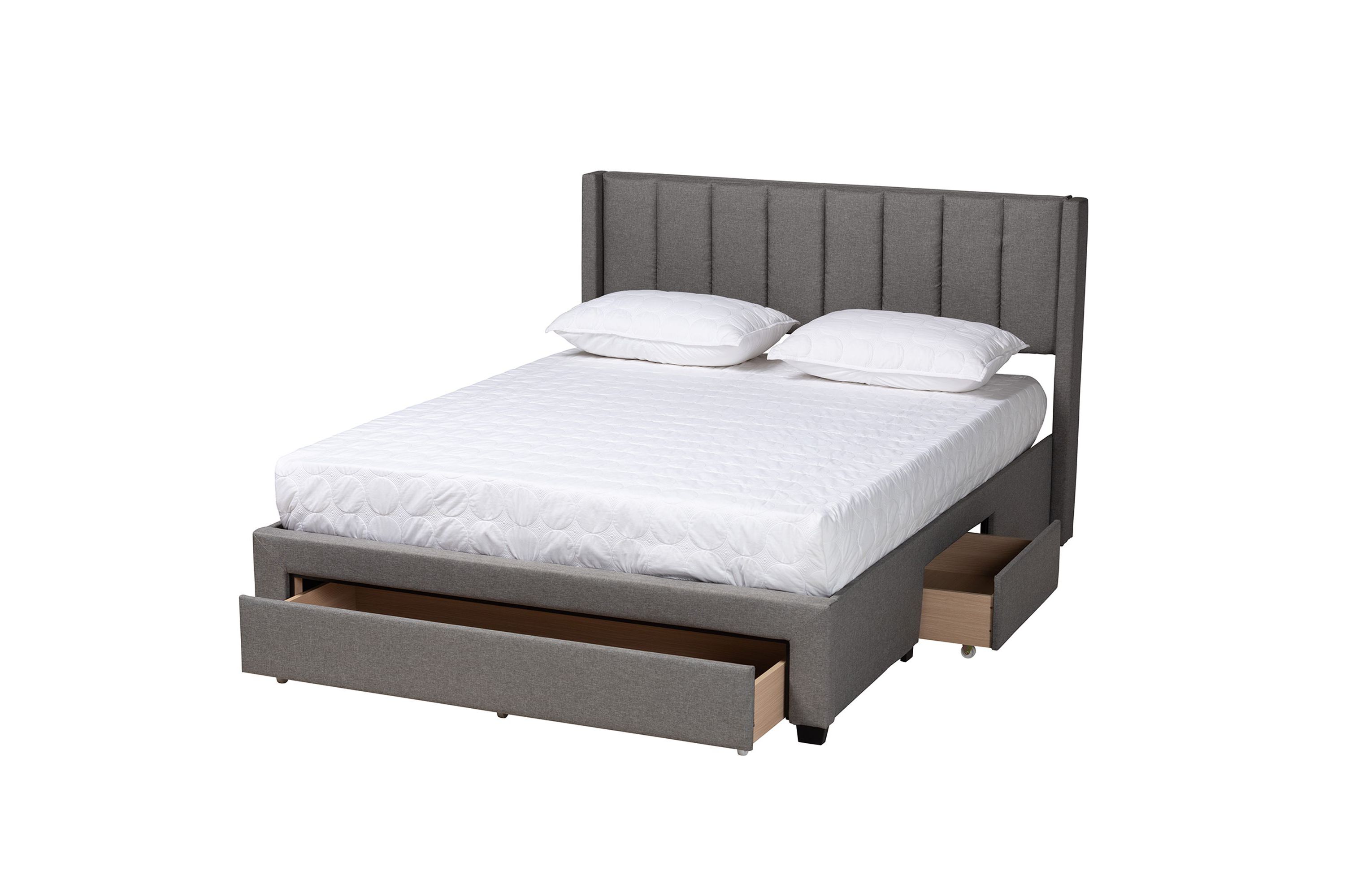 Coronado Mid-Century Modern Transitional Fabric 3-Drawer Storage Platform Bed