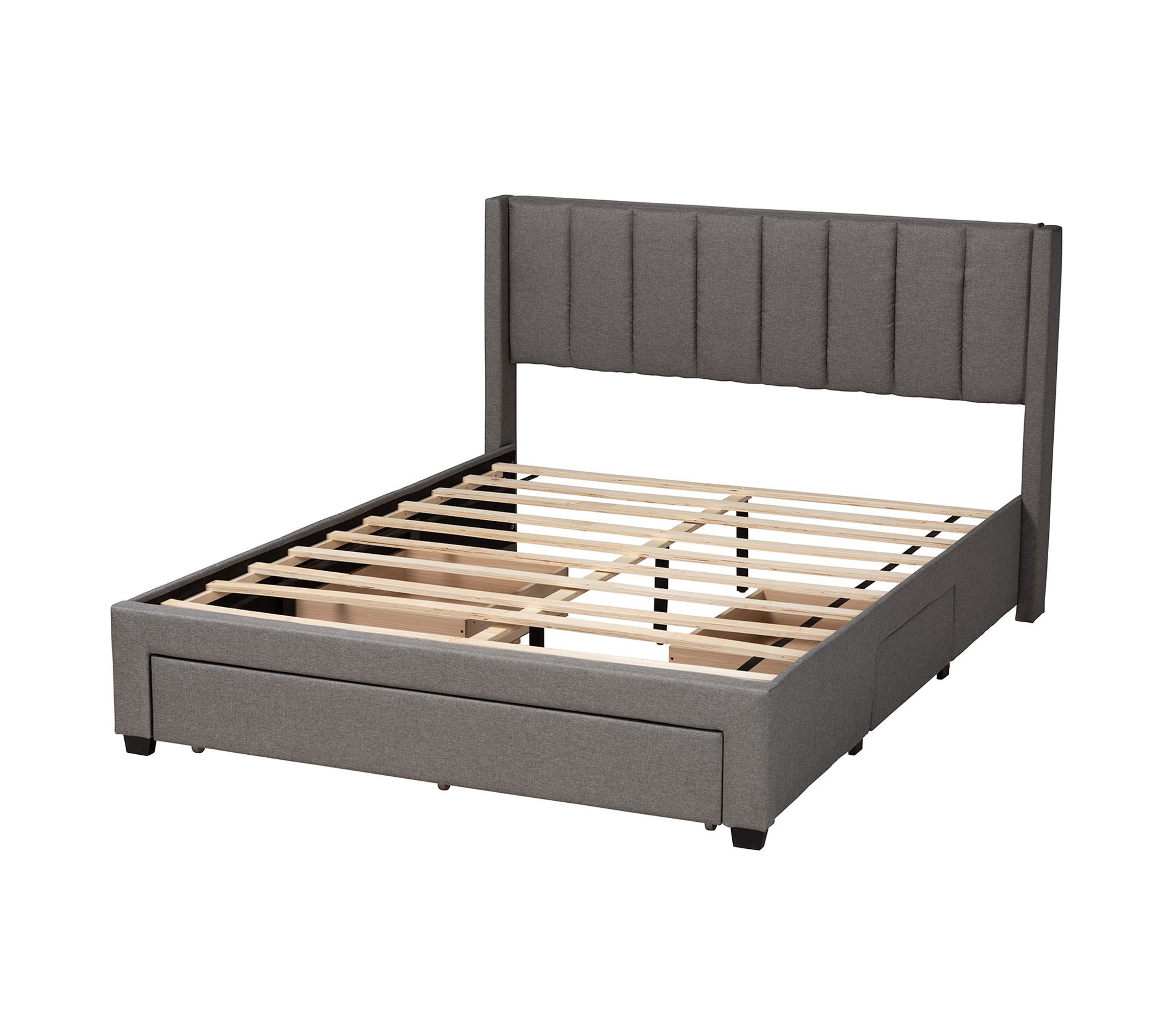 Coronado Mid-Century Modern Transitional Fabric 3-Drawer Storage Platform Bed