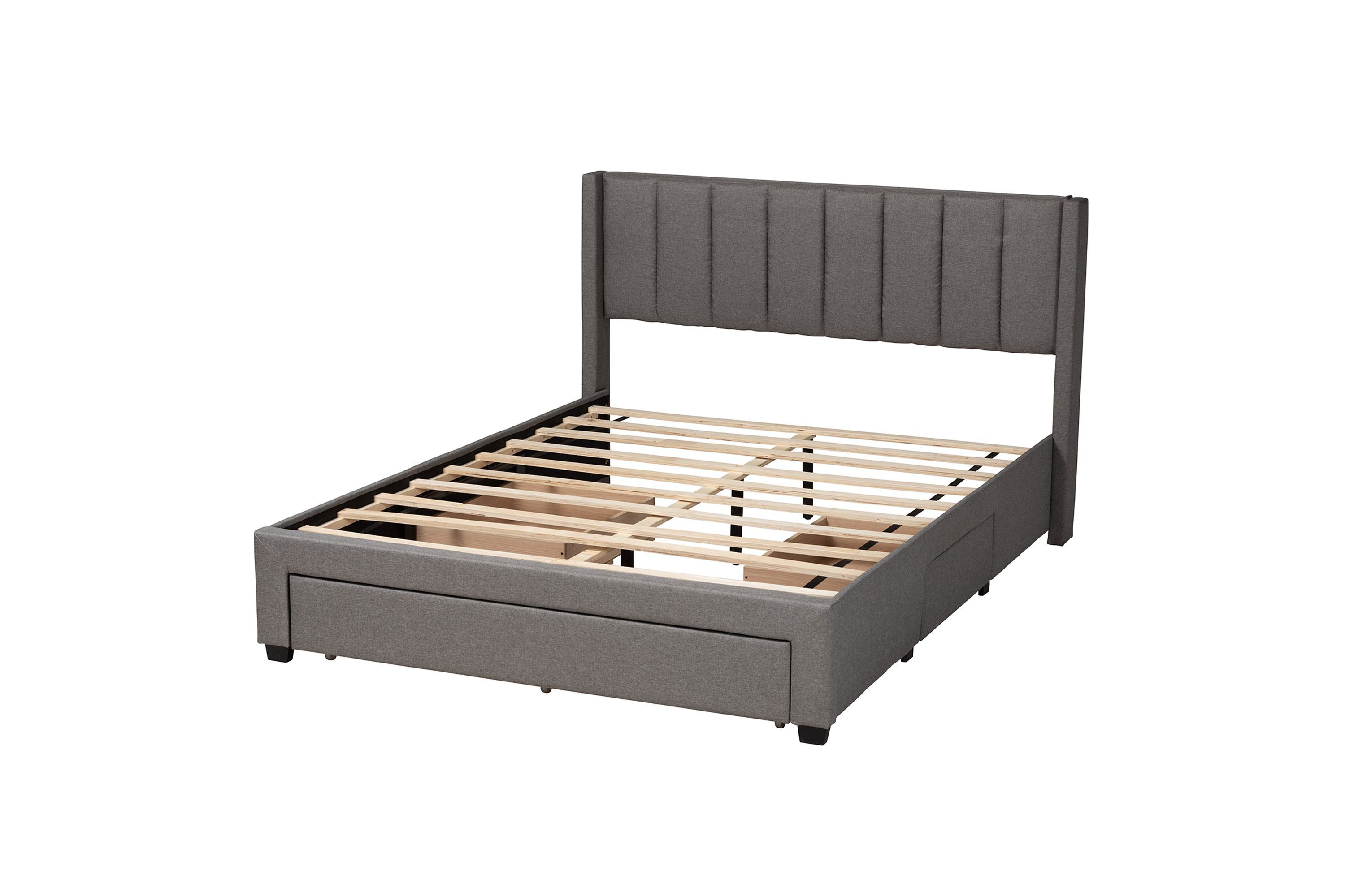 Coronado Mid-Century Modern Transitional Fabric 3-Drawer Storage Platform Bed