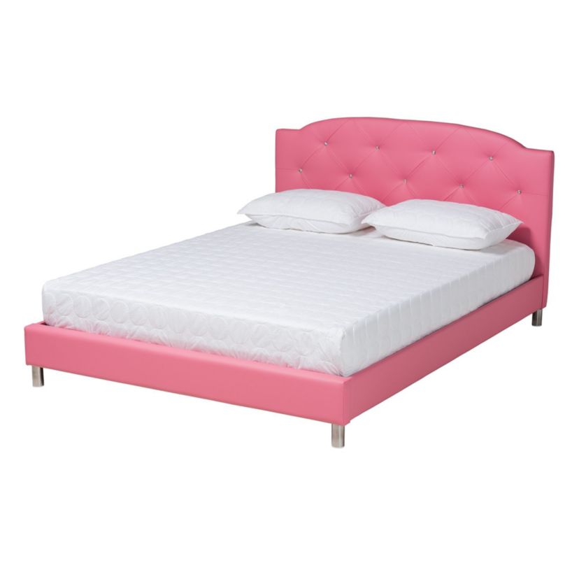 Canterbury Contemporary Glam Pink Faux Leather Upholstered 3-Piece Bedroom Set
