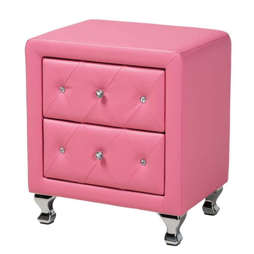 Canterbury Contemporary Glam Pink Faux Leather Upholstered 3-Piece Bedroom Set
