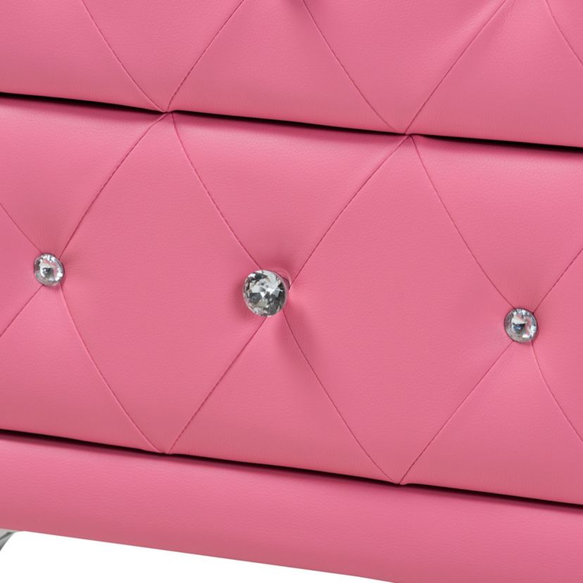 Canterbury Contemporary Glam Pink Faux Leather Upholstered 3-Piece Bedroom Set