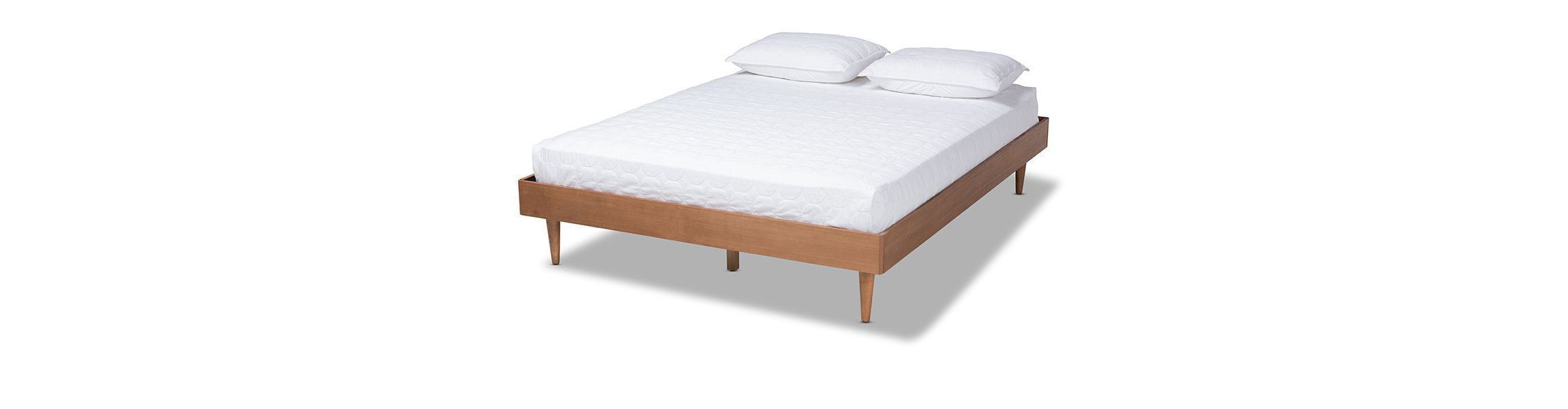 Rina Mid-Century Modern Ash Wanut Finished Wood Bed Frame