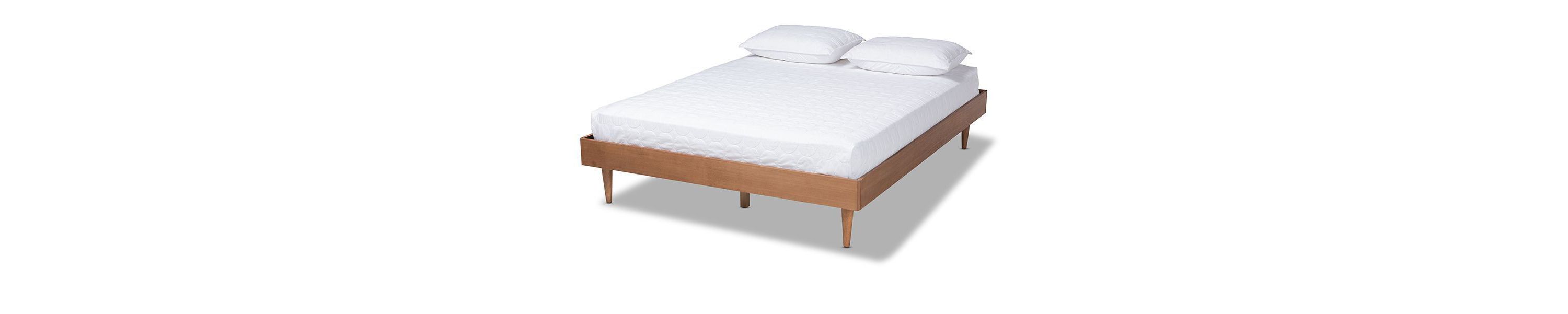 Rina Mid-Century Modern Ash Wanut Finished Wood Bed Frame