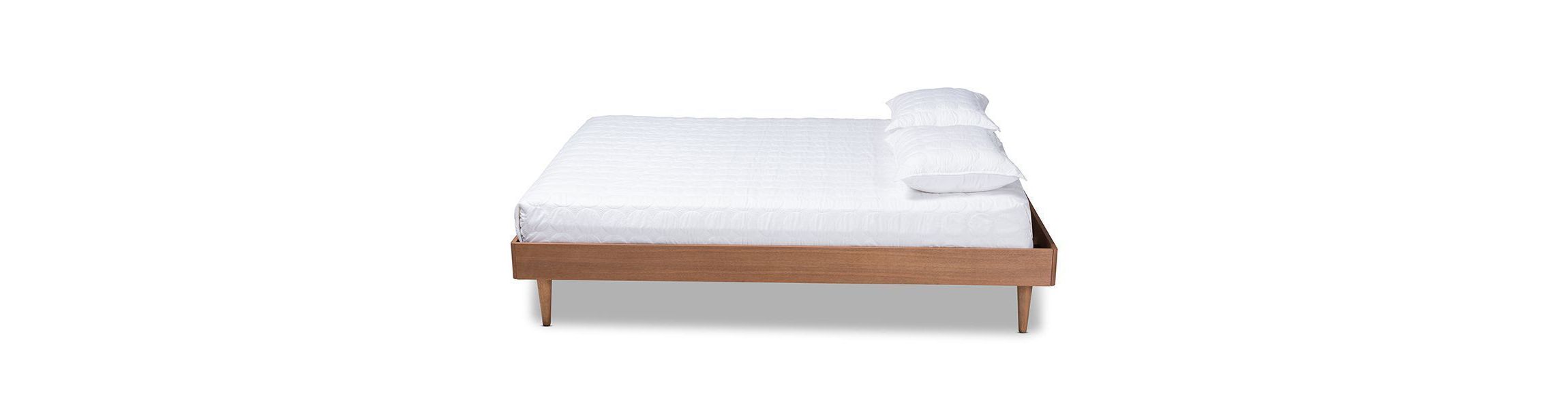 Rina Mid-Century Modern Ash Wanut Finished Wood Bed Frame
