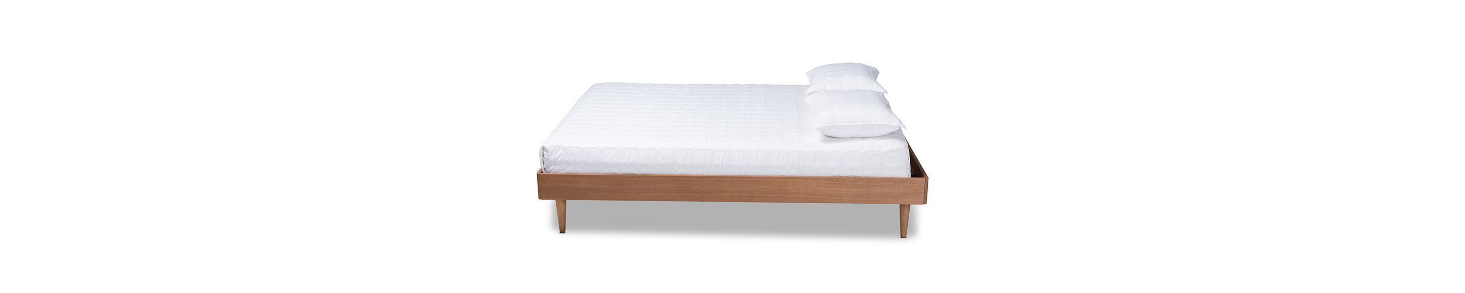 Rina Mid-Century Modern Ash Wanut Finished Wood Bed Frame