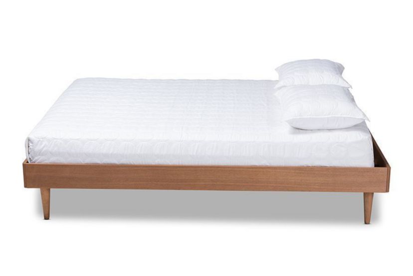 Rina Mid-Century Modern Ash Wanut Finished Wood Bed Frame