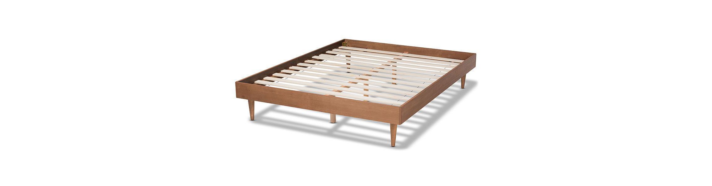 Rina Mid-Century Modern Ash Wanut Finished Wood Bed Frame