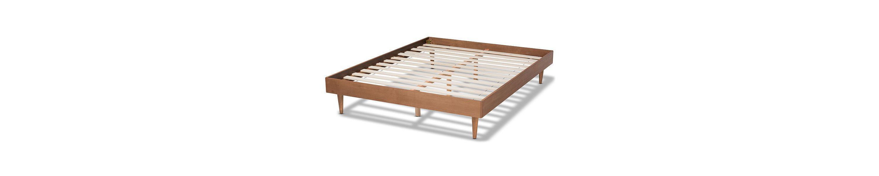 Rina Mid-Century Modern Ash Wanut Finished Wood Bed Frame