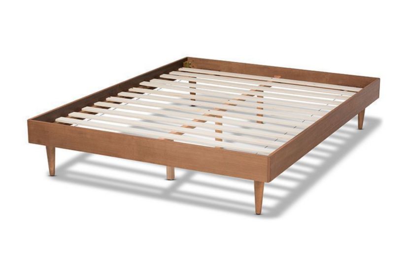 Rina Mid-Century Modern Ash Wanut Finished Wood Bed Frame