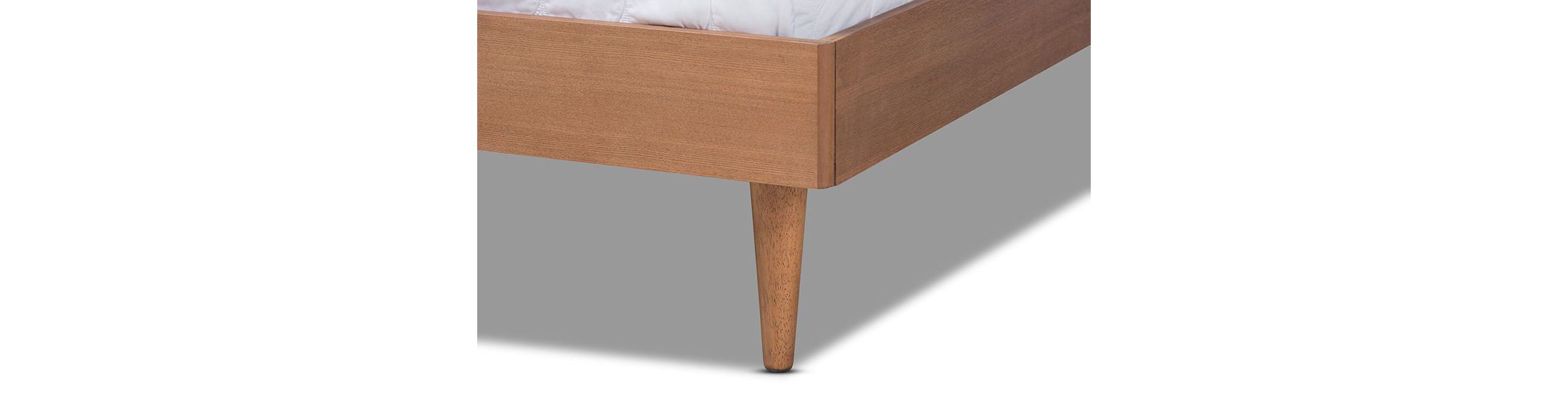 Rina Mid-Century Modern Ash Wanut Finished Wood Bed Frame