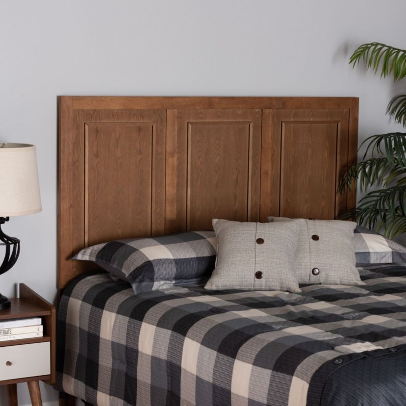 Giordano Classic and Traditional Ash Walnut Finished Wood King Size Headboard