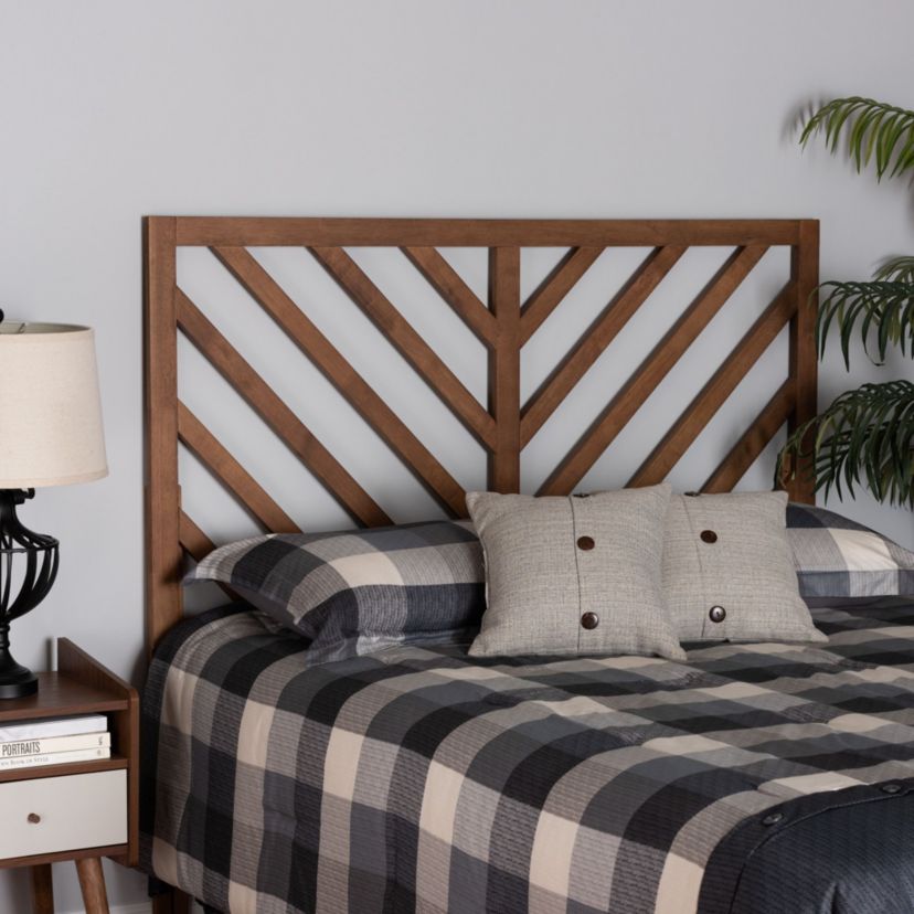 Belisma Modern and Contemporary Ash Walnut Finished Wood Queen Size Headboard