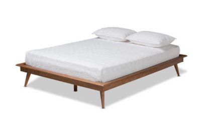 Baxton Studio Karine Mid-Century Modern Walnut Brown Finished Wood Platform Bed Frame, Full