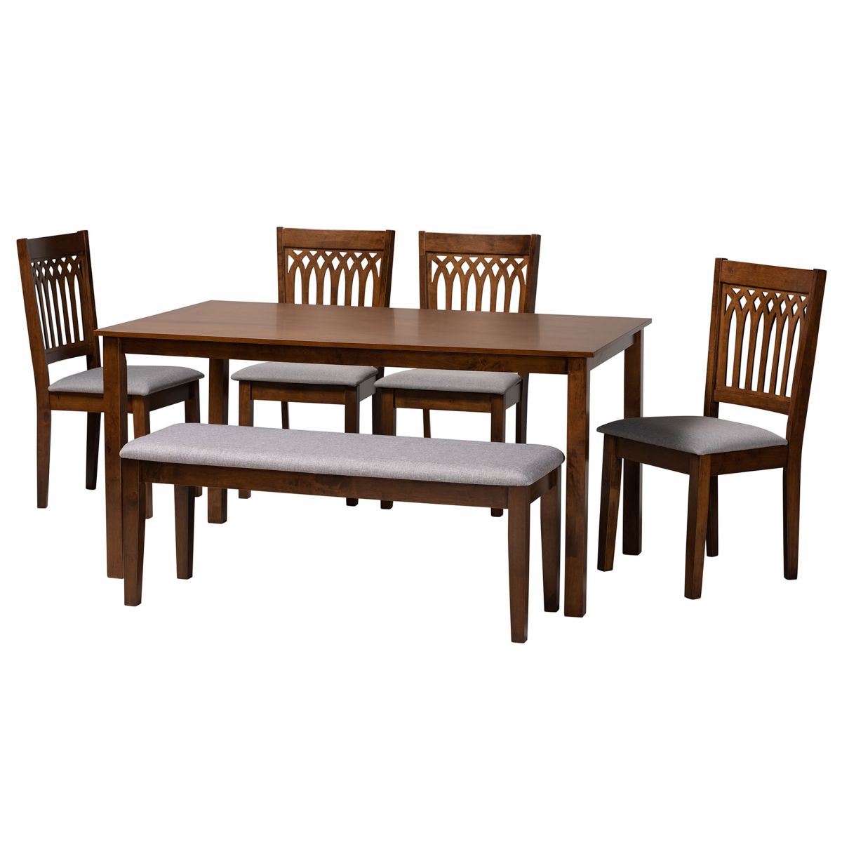 Genesis Modern Beige Fabric and Dark Brown Finished Wood 6-Piece Dining Set