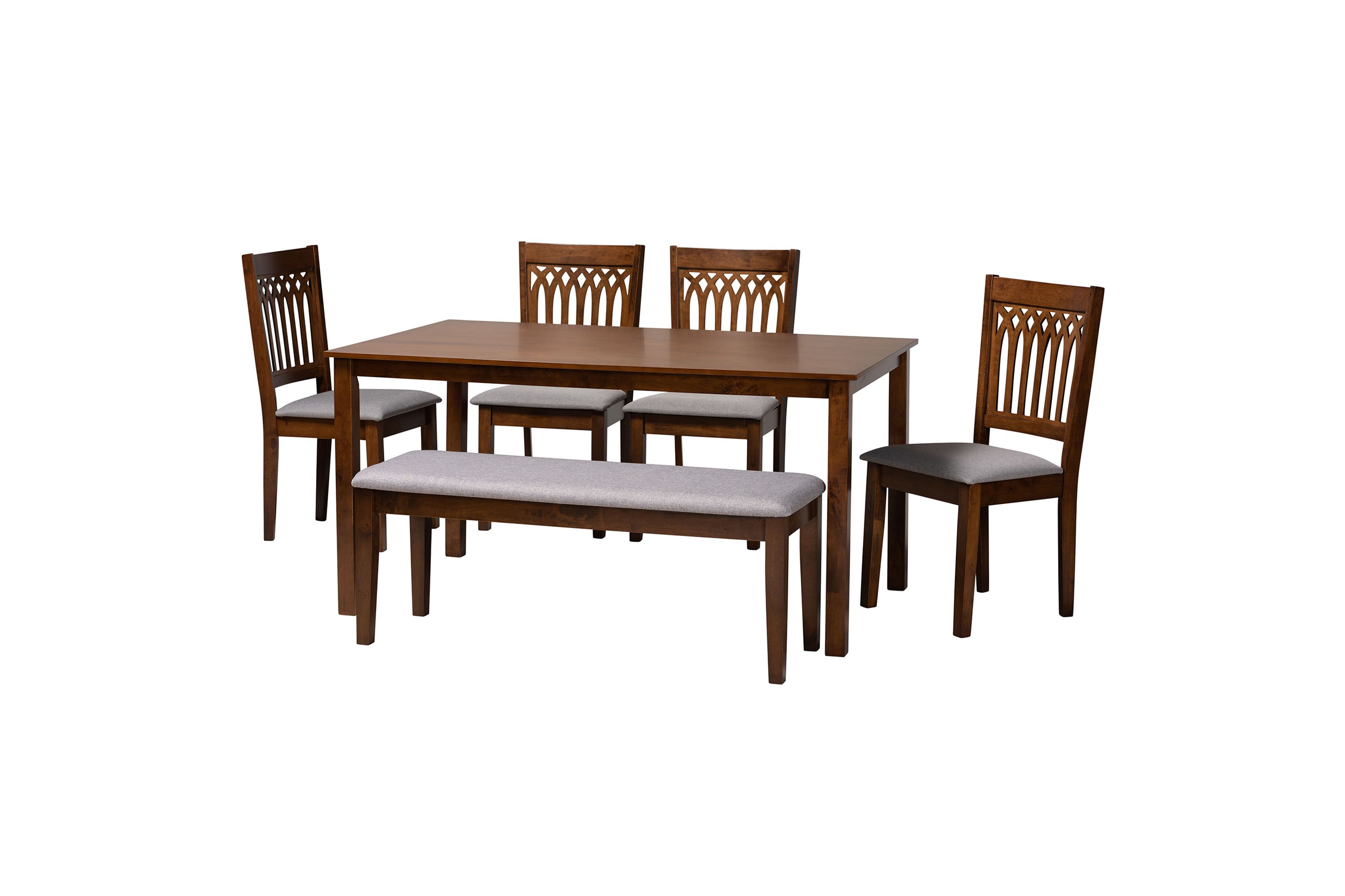 Genesis Modern Beige Fabric and Dark Brown Finished Wood 6-Piece Dining Set