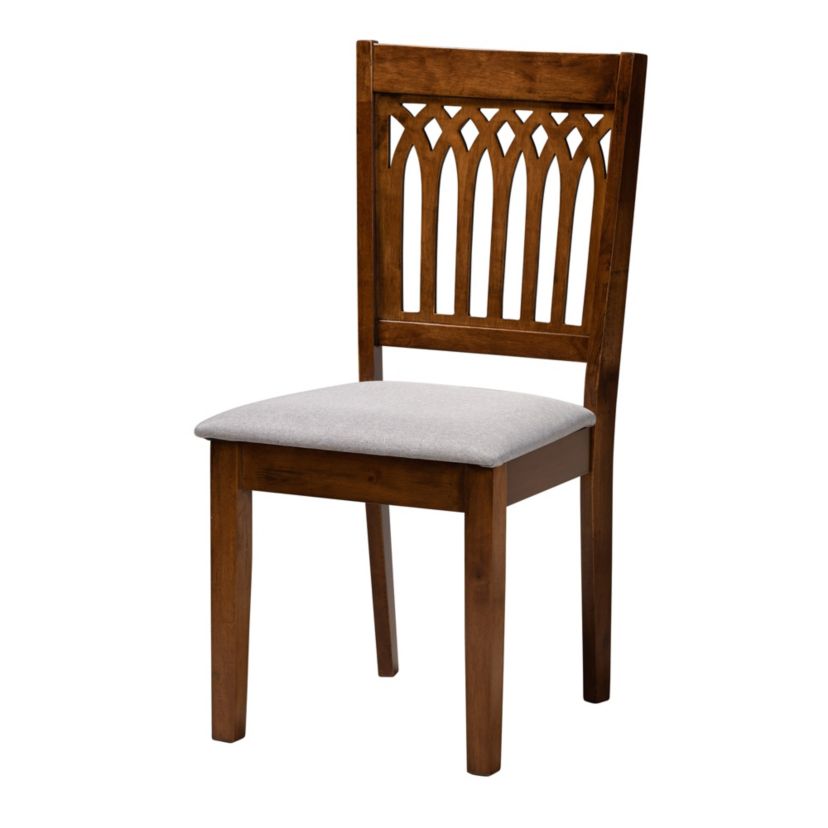 Genesis Modern Beige Fabric and Dark Brown Finished Wood 6-Piece Dining Set