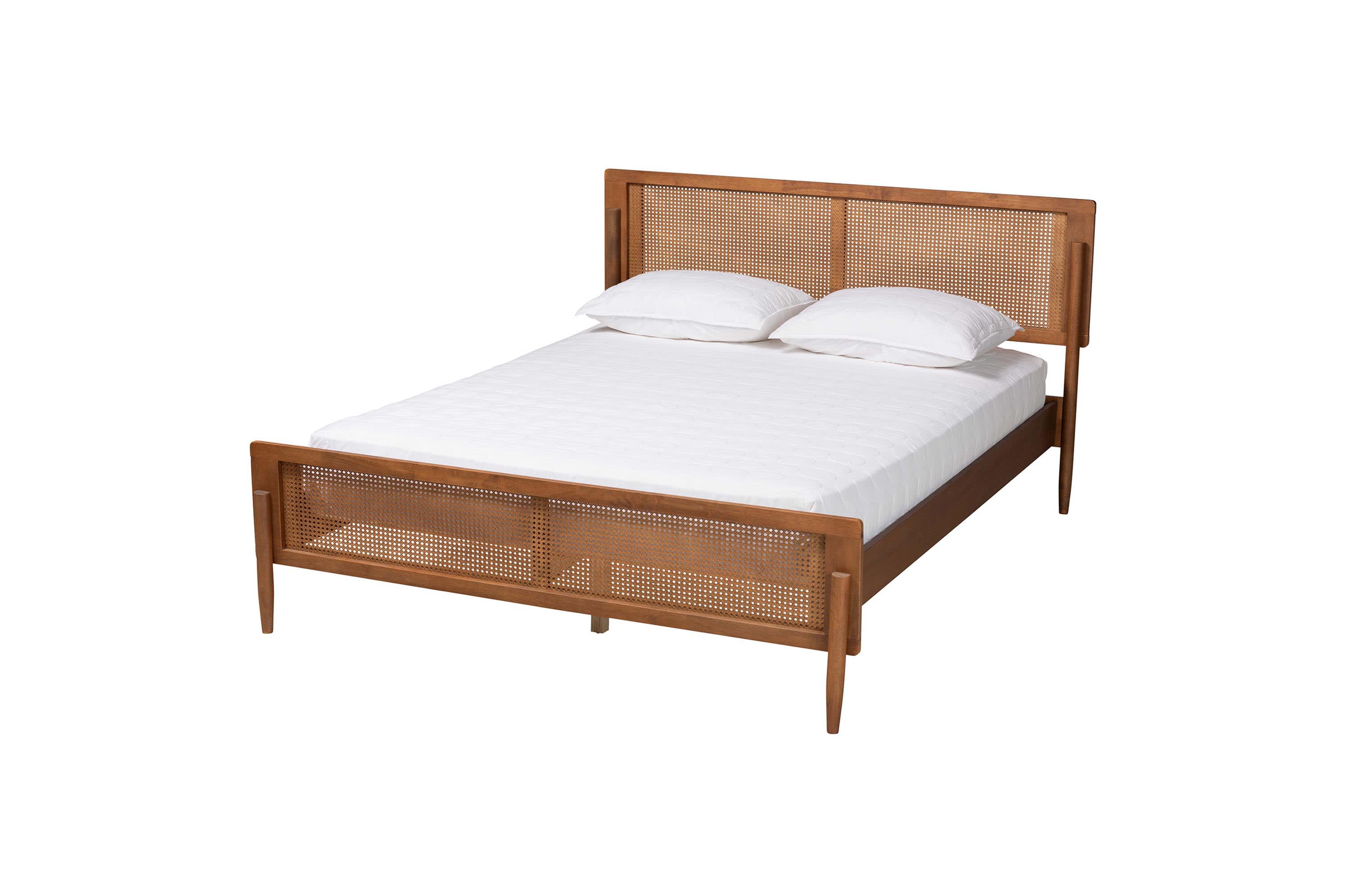Gardwin Mid-Century Modern Ash Walnut Finished Wood King Size Platform Bed