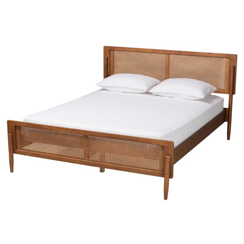 Gardwin Mid-Century Modern Ash Walnut Finished Wood King Size Platform Bed