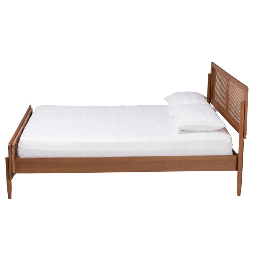 Gardwin Mid-Century Modern Ash Walnut Finished Wood King Size Platform Bed