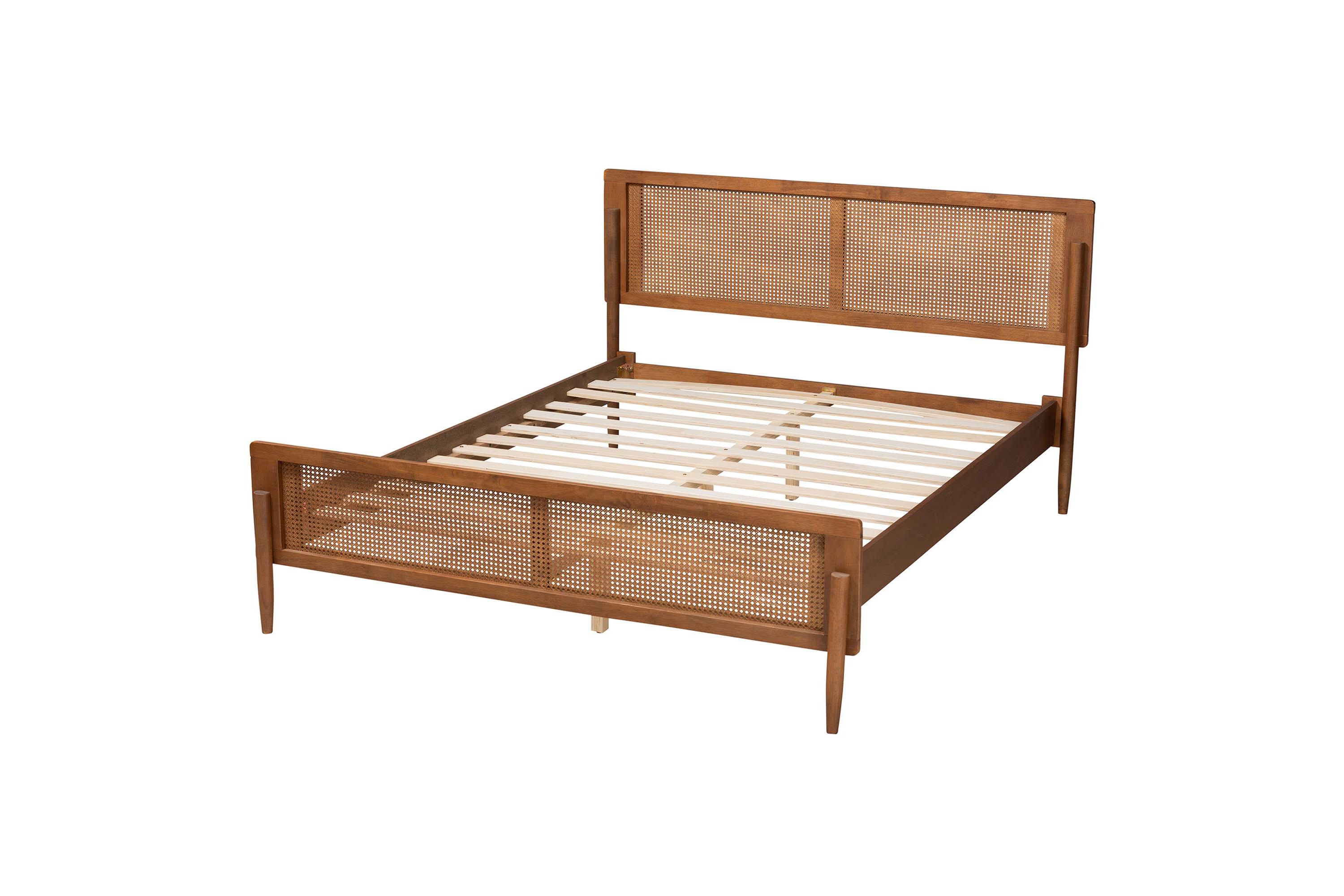 Gardwin Mid-Century Modern Ash Walnut Finished Wood King Size Platform Bed