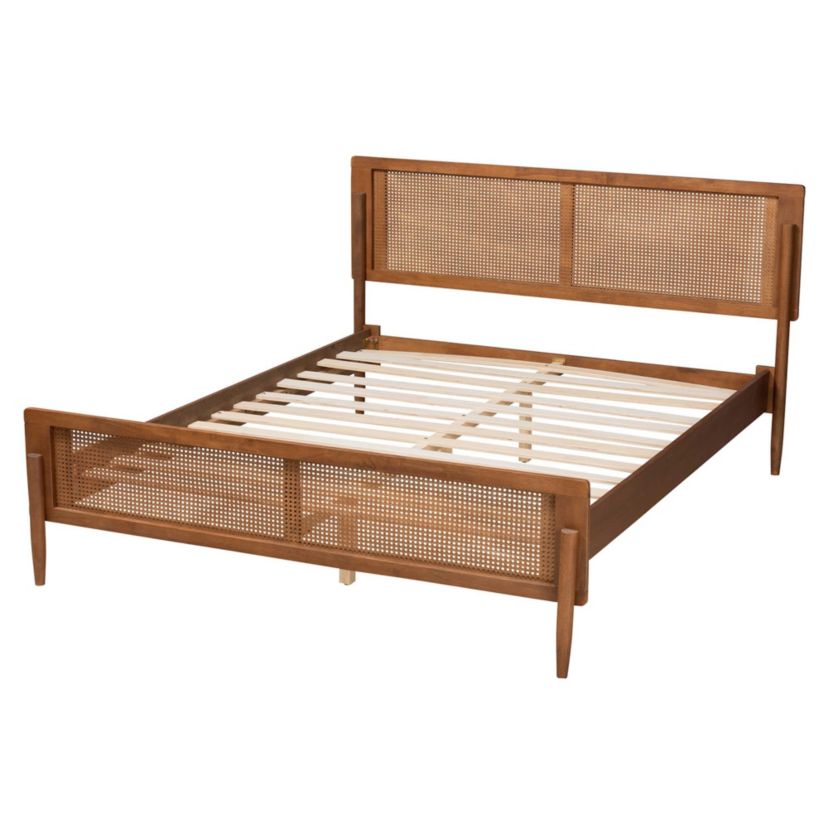 Gardwin Mid-Century Modern Ash Walnut Finished Wood King Size Platform Bed