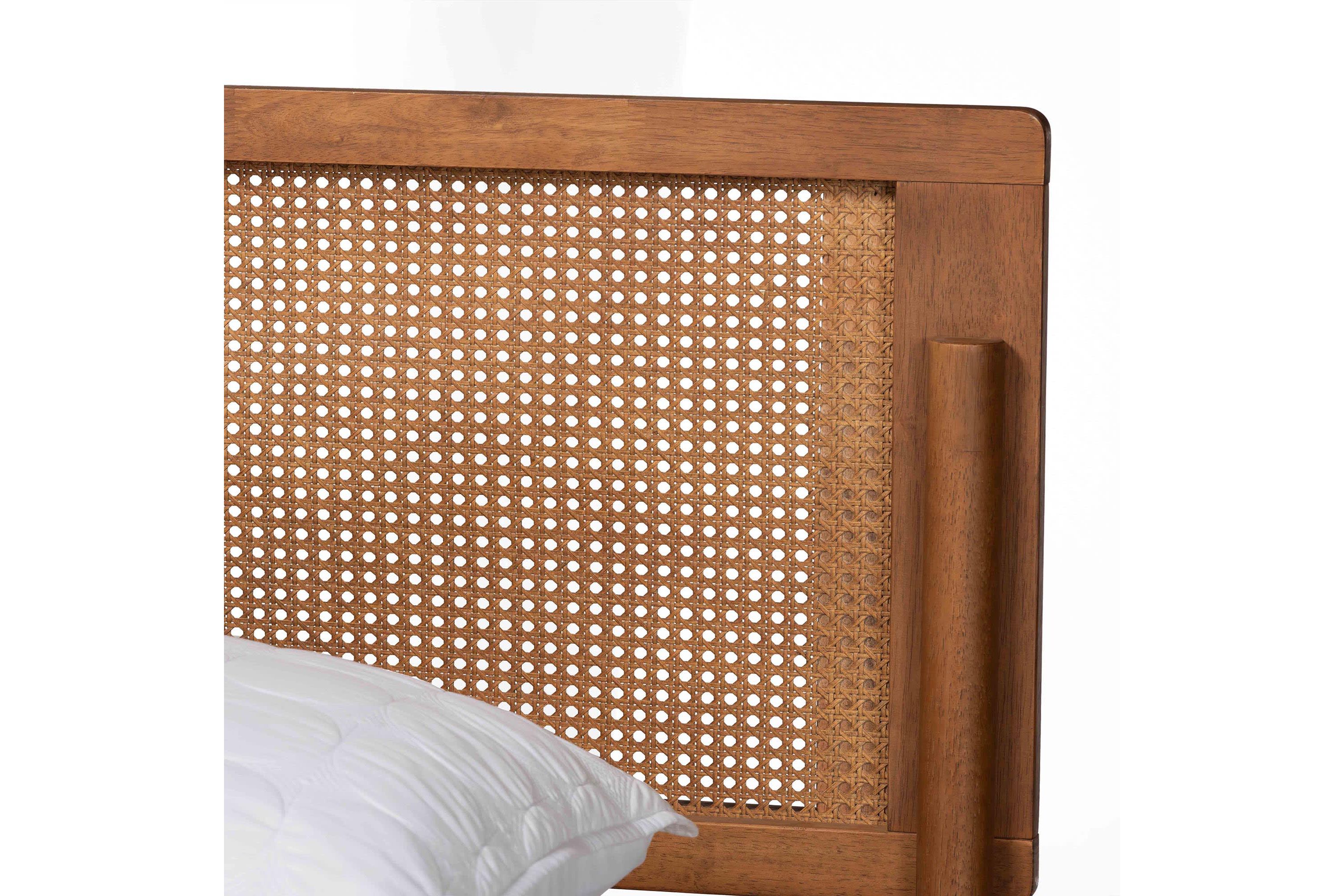 Gardwin Mid-Century Modern Ash Walnut Finished Wood King Size Platform Bed