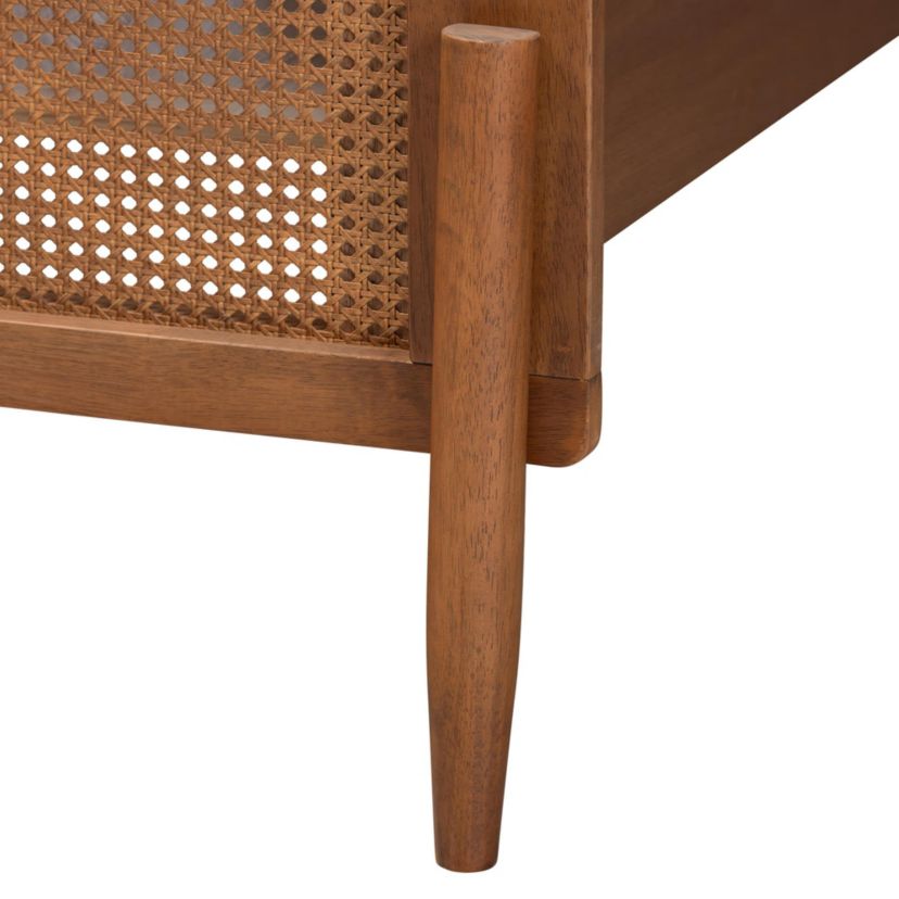 Gardwin Mid-Century Modern Ash Walnut Finished Wood King Size Platform Bed
