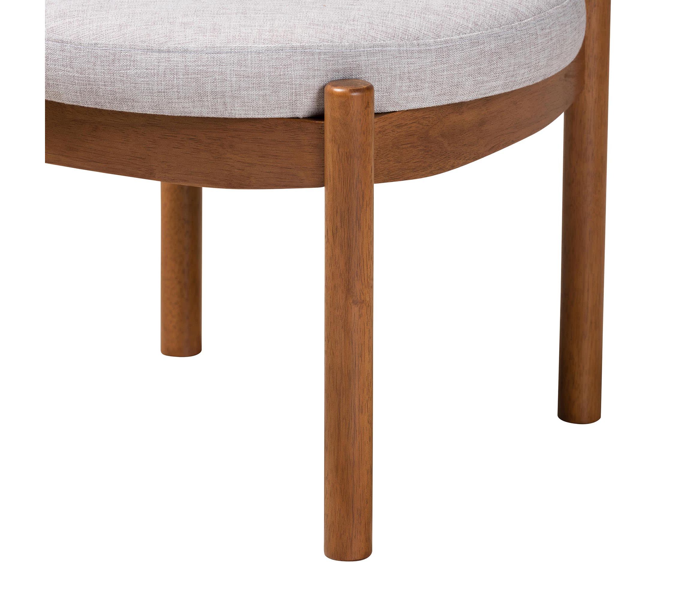 Iliana Japandi Cream Boucle Fabric and Walnut Brown Finished Rubberwood Ottoman Footstool