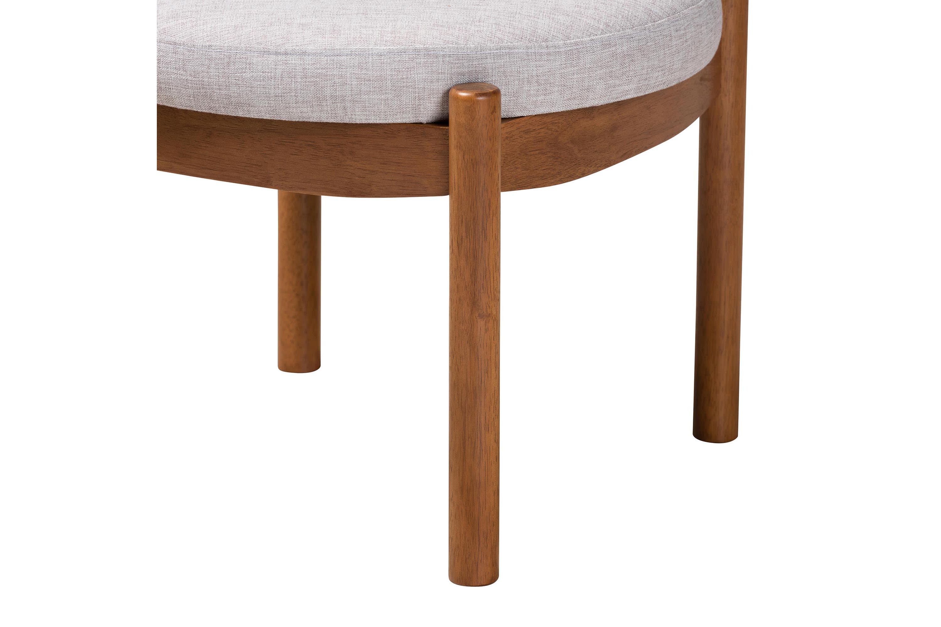 Iliana Japandi Cream Boucle Fabric and Walnut Brown Finished Rubberwood Ottoman Footstool